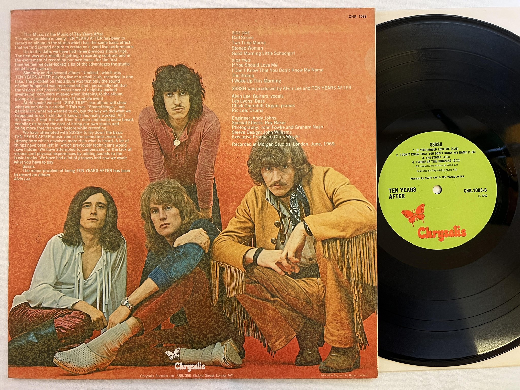 Omslagsbild för skivan TEN YEARS AFTER ssssh LP re UK CHRYSALIS CHR 1083