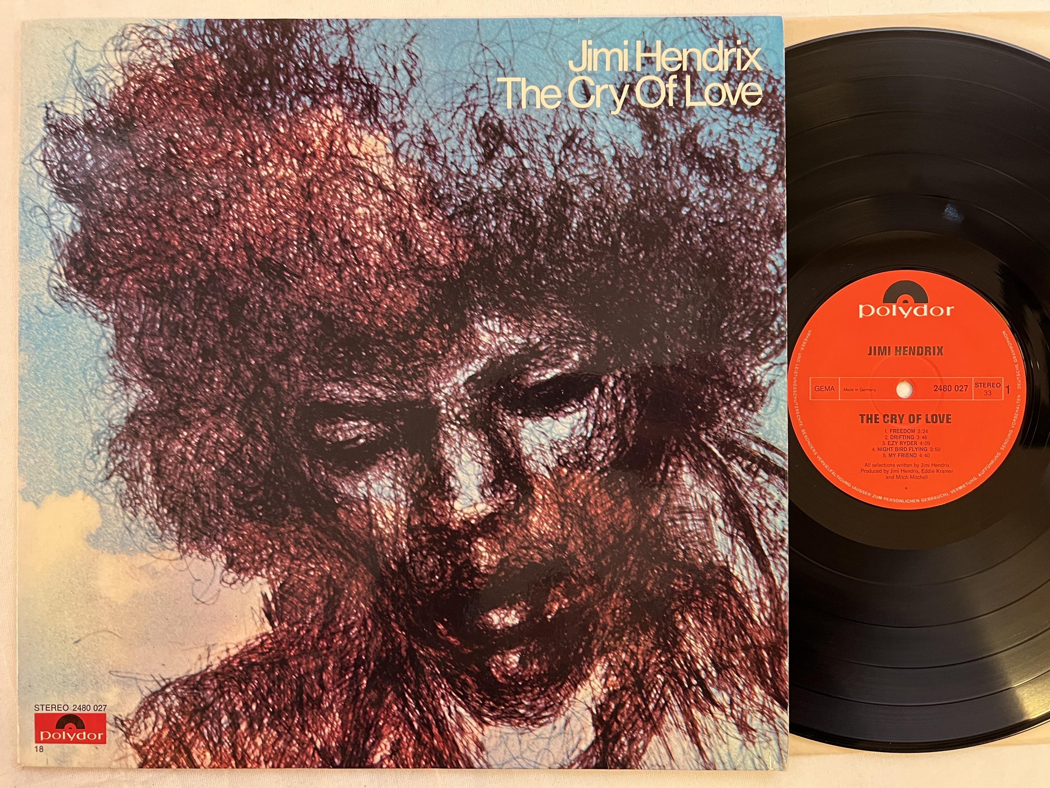 Omslagsbild för skivan JIMI HENDRIX the cry of love LP Ger POLYDOR 2480027