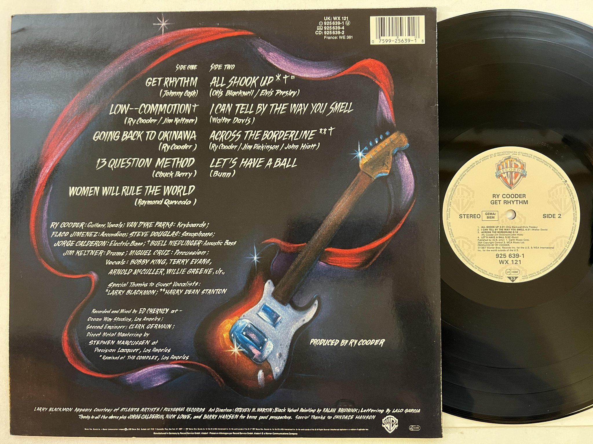 Omslagsbild för skivan RY COODER get rhythm LP -87 Ger WARNER 925 639-1