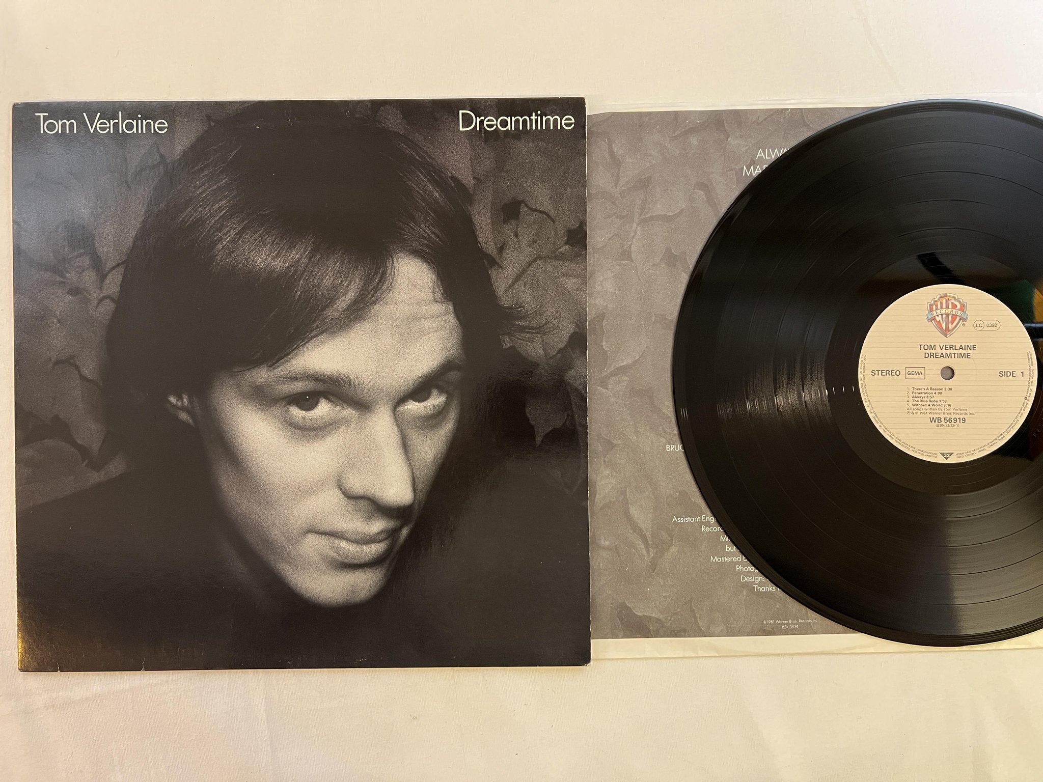 Omslagsbild för skivan TOM VERLAINE dreamtime LP -81 Ger WARNER WB 56919
