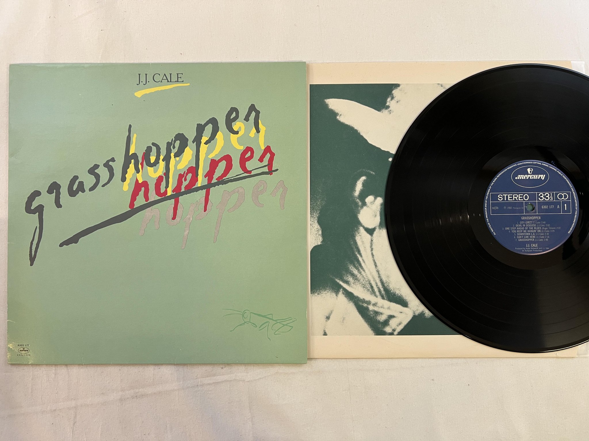 Omslagsbild för skivan J.J. CALE grasshopper LP -82 ncb MERCURY 6302 177