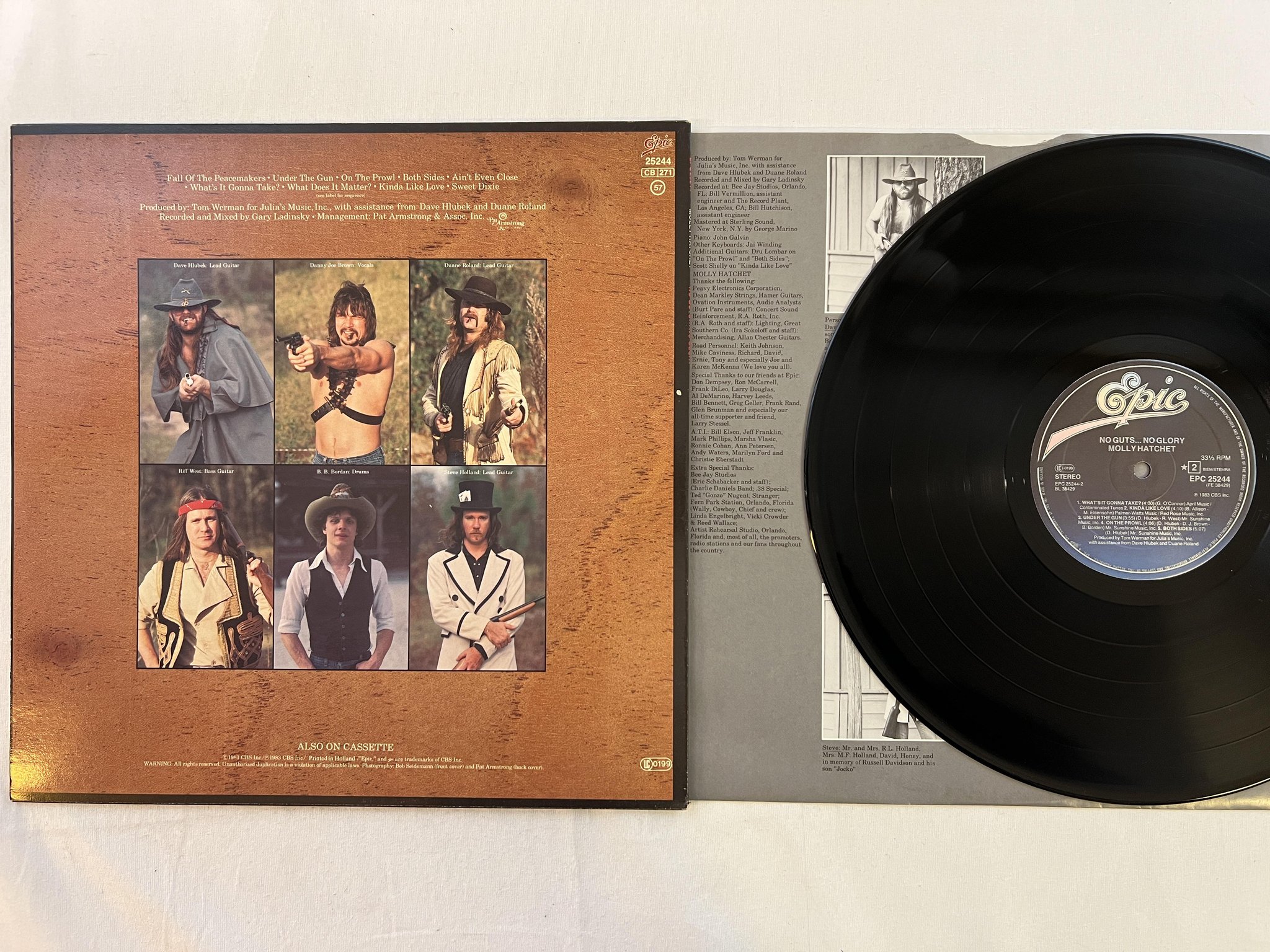 Omslagsbild för skivan MOLLY HATCHET no guts...no glory LP -83 Hol EPIC EPC 25244 southern rock