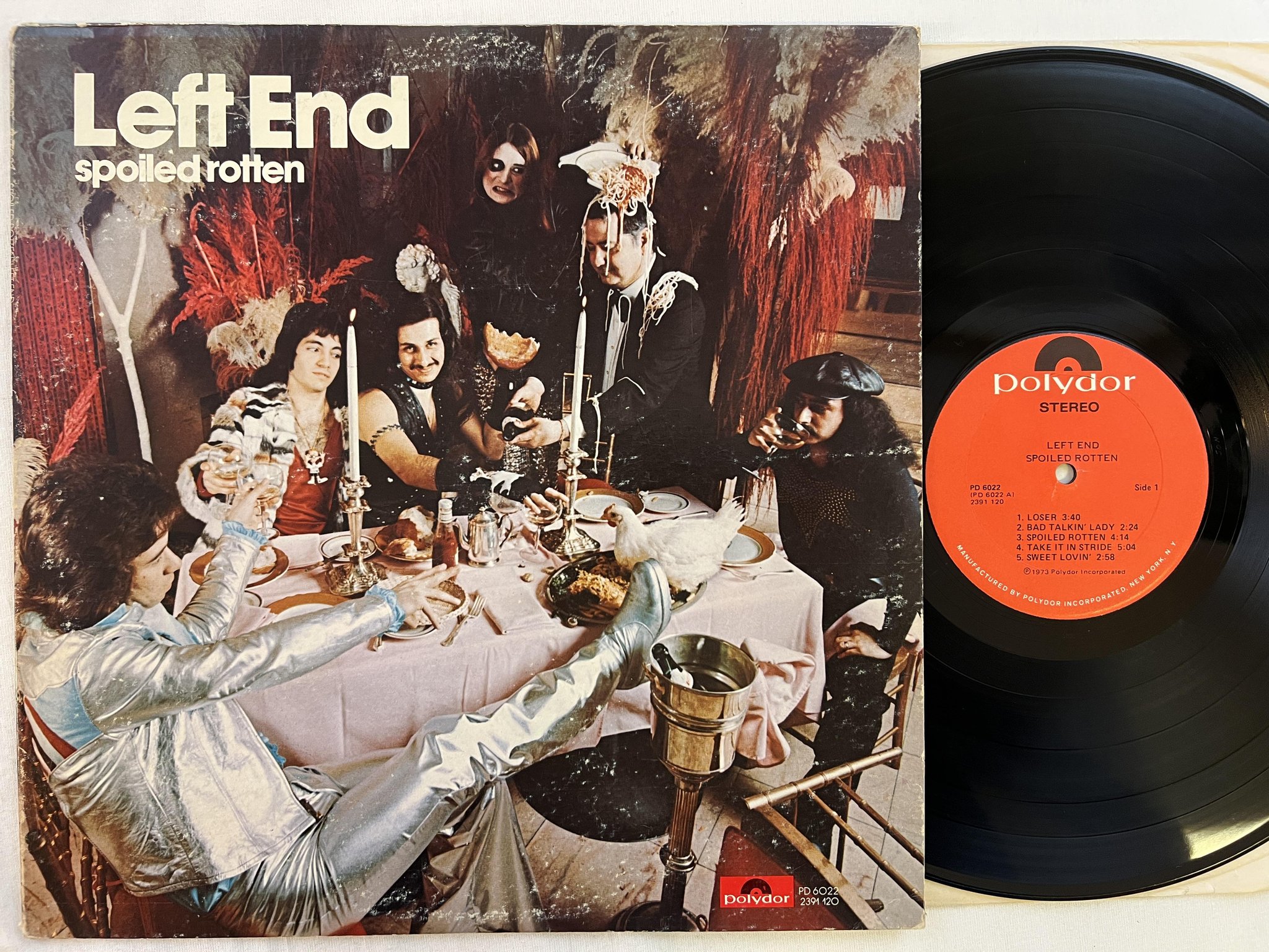 Omslagsbild för skivan LEFT END spoiled rotten LP -73 US POLYDOR PD 6022