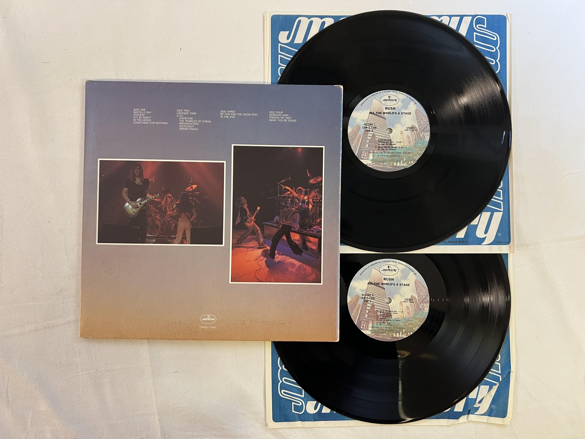 Omslagsbild för skivan RUSH all the world's a stage 2xLP -76 MERCURY SRM-2-7508