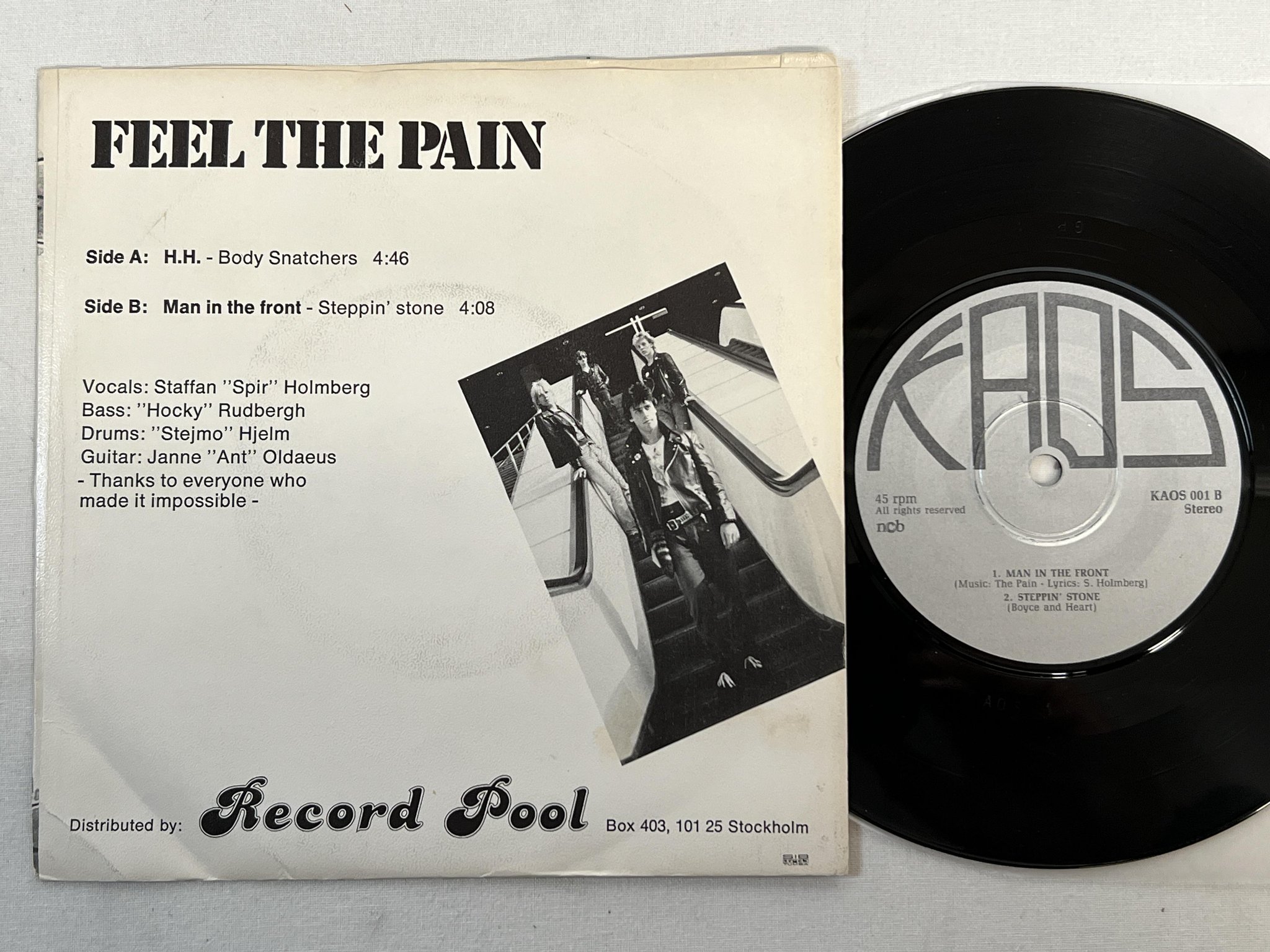 Omslagsbild för skivan THE PAIN Feel The Pain 7"single -79 Swe KAOS 001 ** punk **