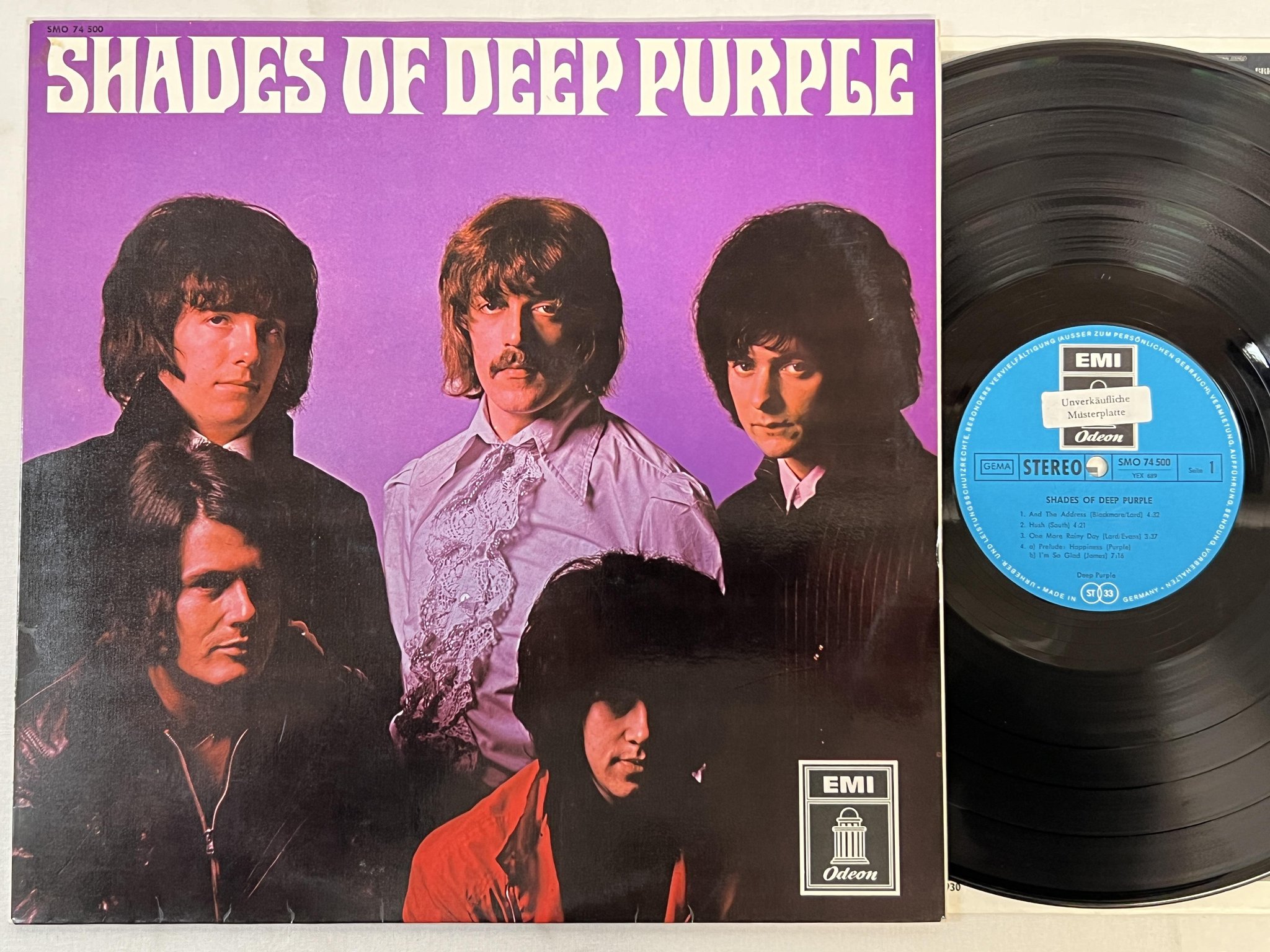 Omslagsbild för skivan DEEP PURPLE shades of .... LP -68 Ger ODEON SMO 74 500 ** RARE GERMAN PRESS **