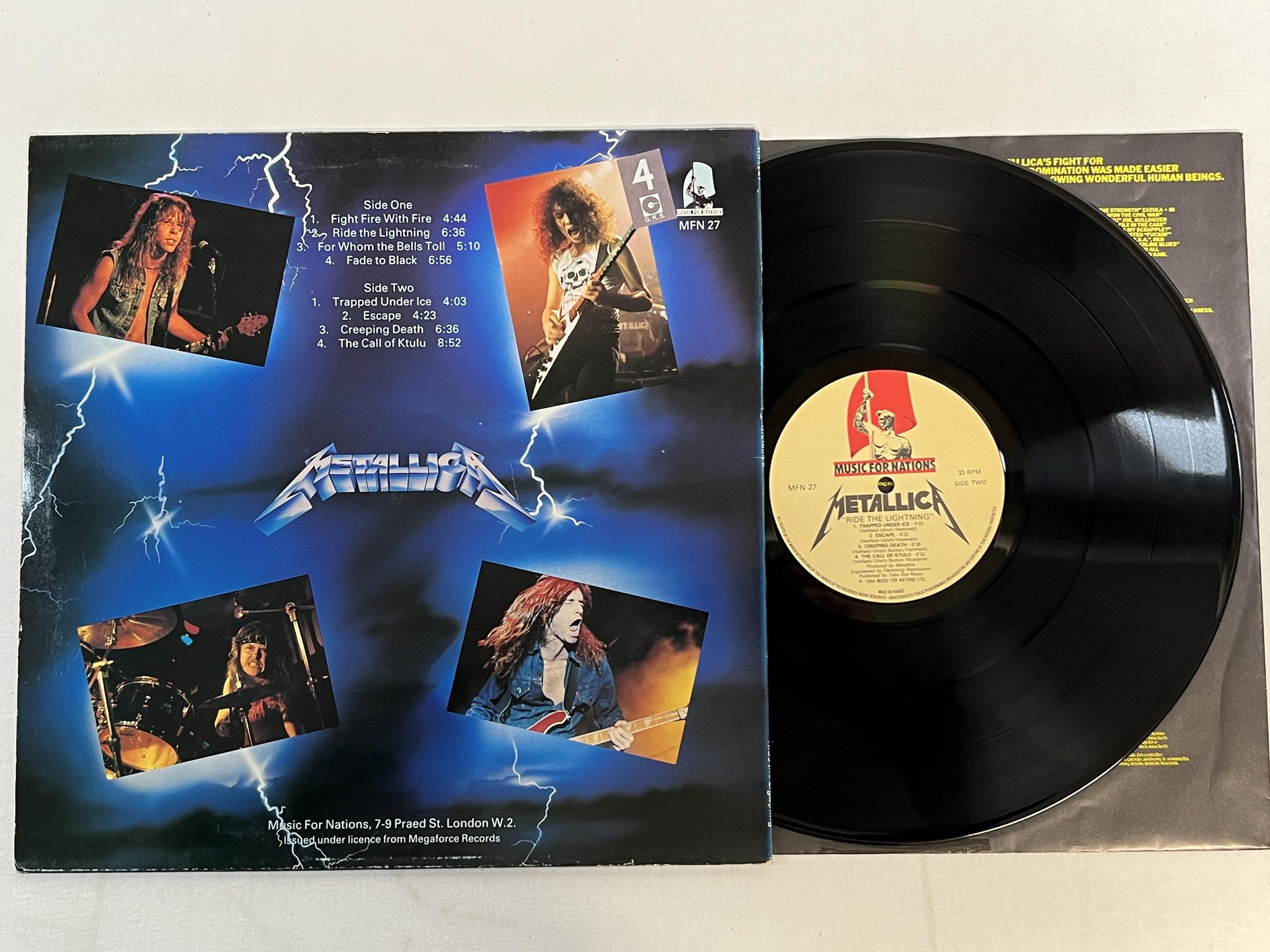 Omslagsbild för skivan METALLICA ride the lightning LP -84 MUSIC FOR NATIONS MFN 27