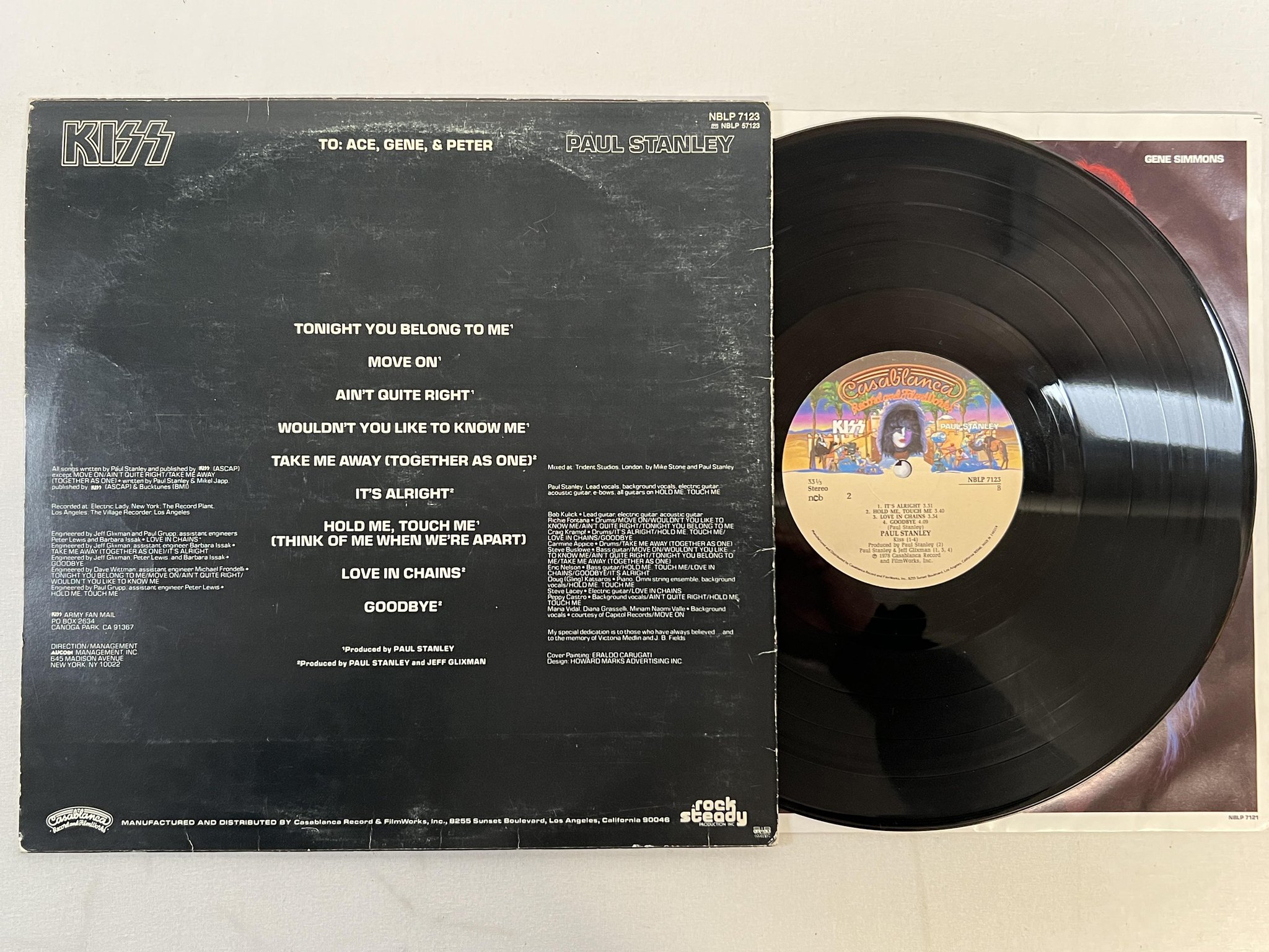 Omslagsbild för skivan PAUL STANLEY kiss LP -78 ncb CASABLANCA NBLP 7123 w/ poster