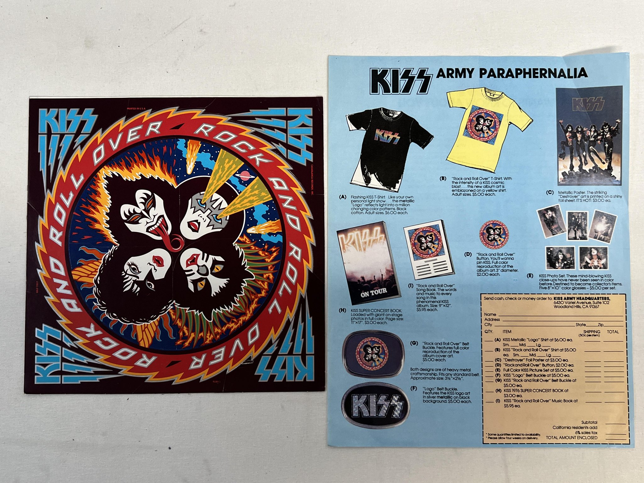 Omslagsbild för skivan KISS rock and roll over LP -74 US CASABLANCA NBLP 7037 w/ insert & stickers