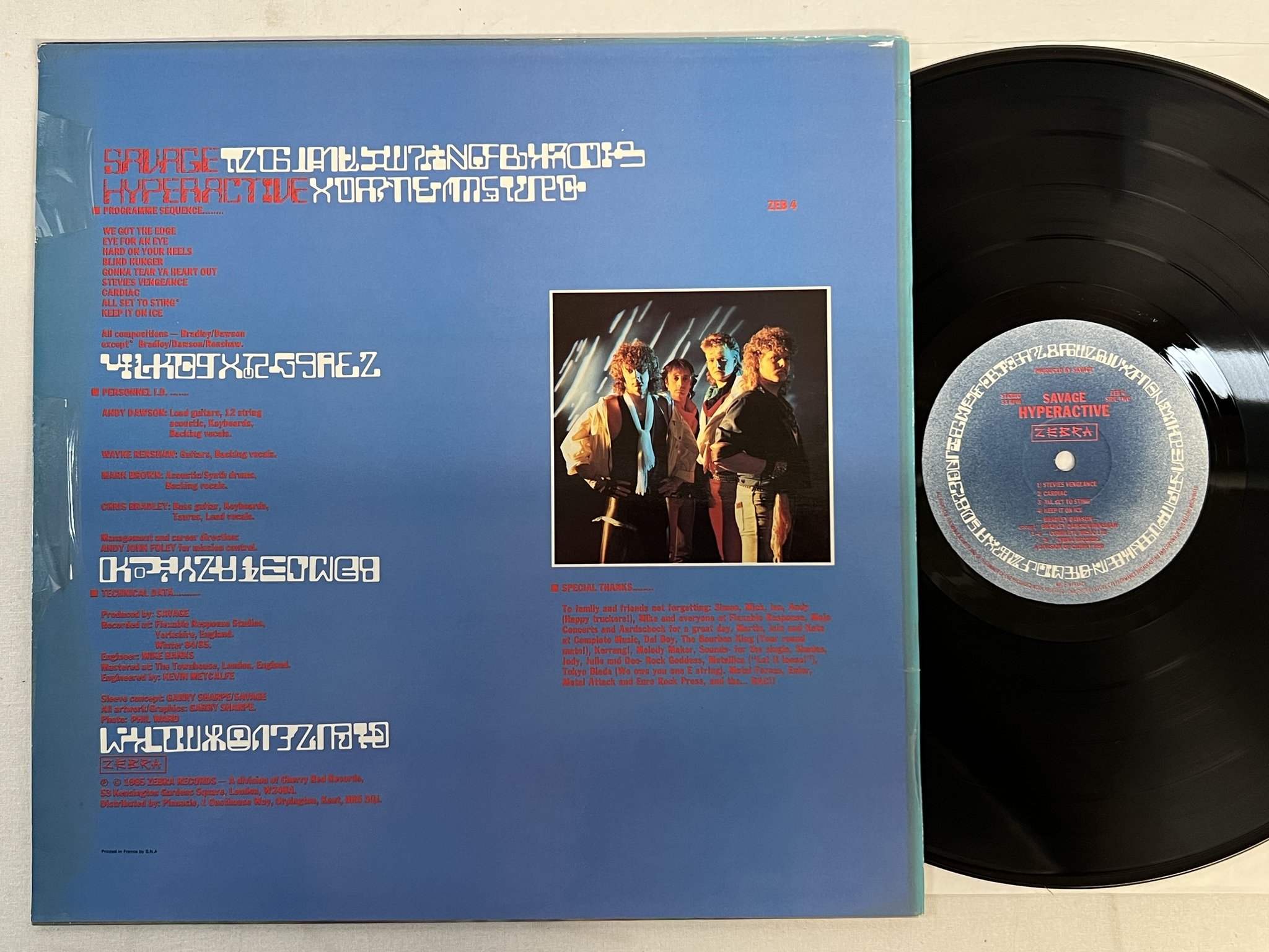 Omslagsbild för skivan SAVAGE hyperactive LP -85 ZEBRA ZEB 4