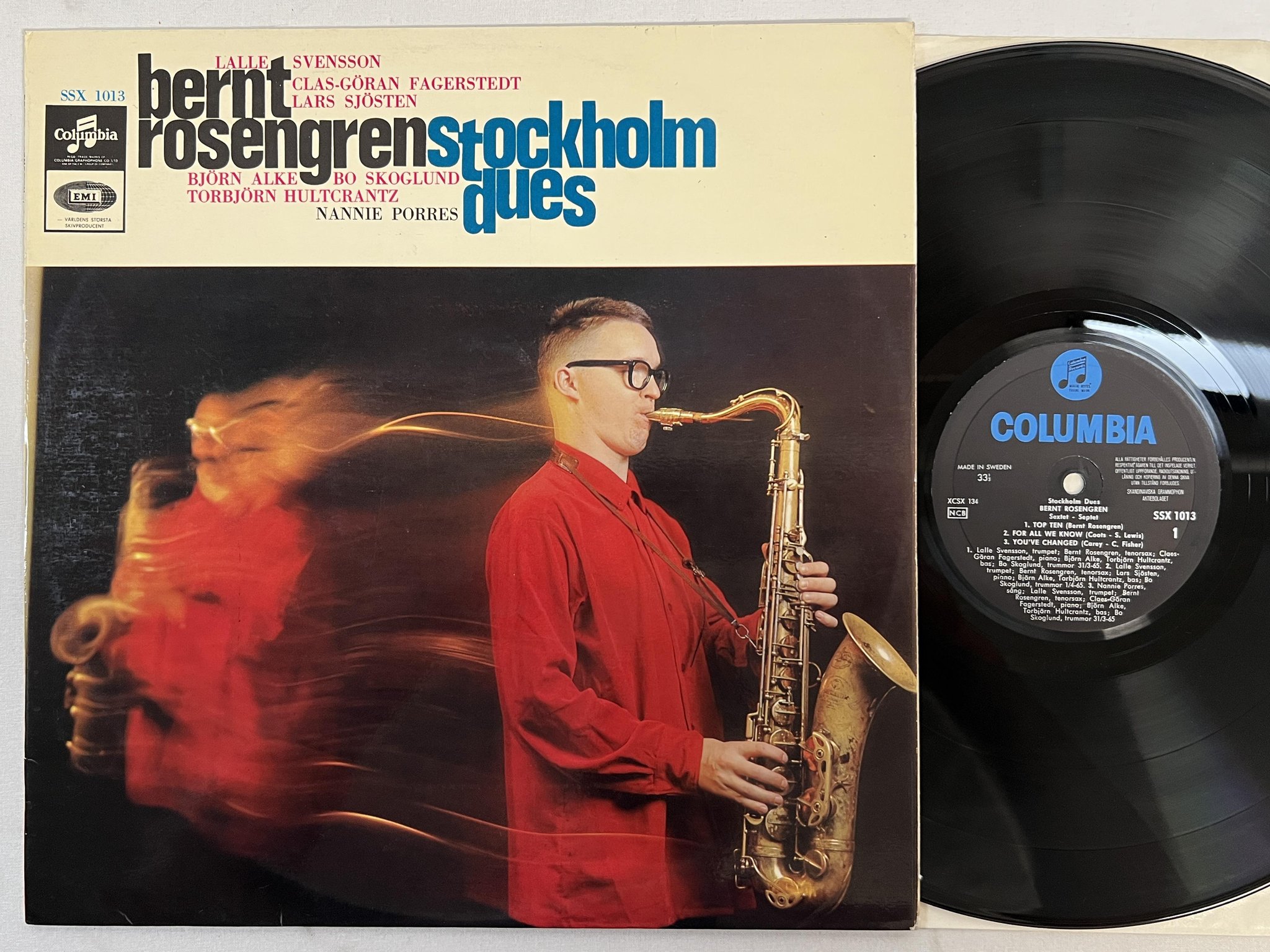 Omslagsbild för skivan BERNT ROSENGREN Stockholm dues LP -65 Swe COLUMBIA SSX 1013 * amazing jazz *