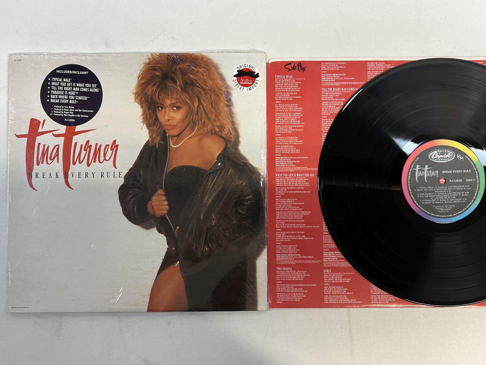 Omslagsbild för skivan TINA TURNER break every rule LP -86 Can CAPITOL PJ-12530