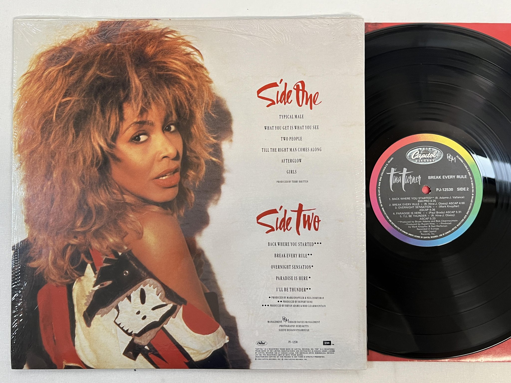 Omslagsbild för skivan TINA TURNER break every rule LP -86 Can CAPITOL PJ-12530