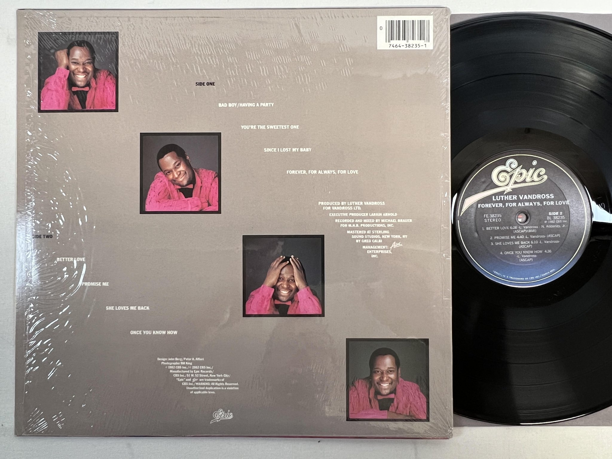 Omslagsbild för skivan LUTHER VANDROSS Forever, For Always, For Love LP -82 US EPIC FE 38235