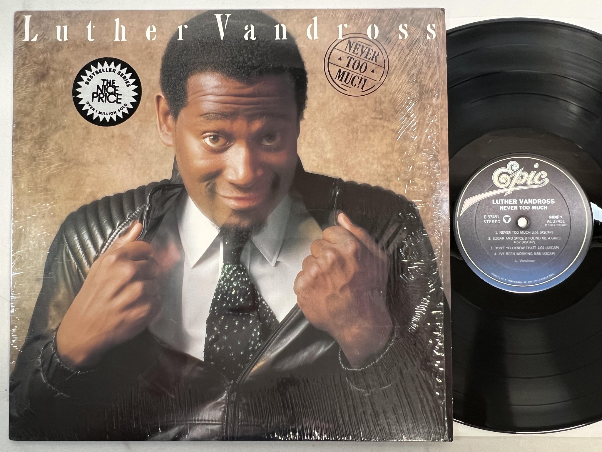 Omslagsbild för skivan LUTHER VANDROSS Never Too Much LP -81 US EPIC FE 37451 *** A MUST HAVE **