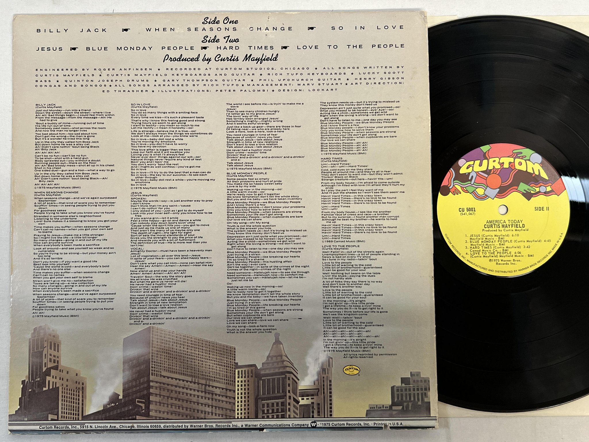 Omslagsbild för skivan CURTIS MAYFIELD America today LP -75 US CURTOM CU 5001