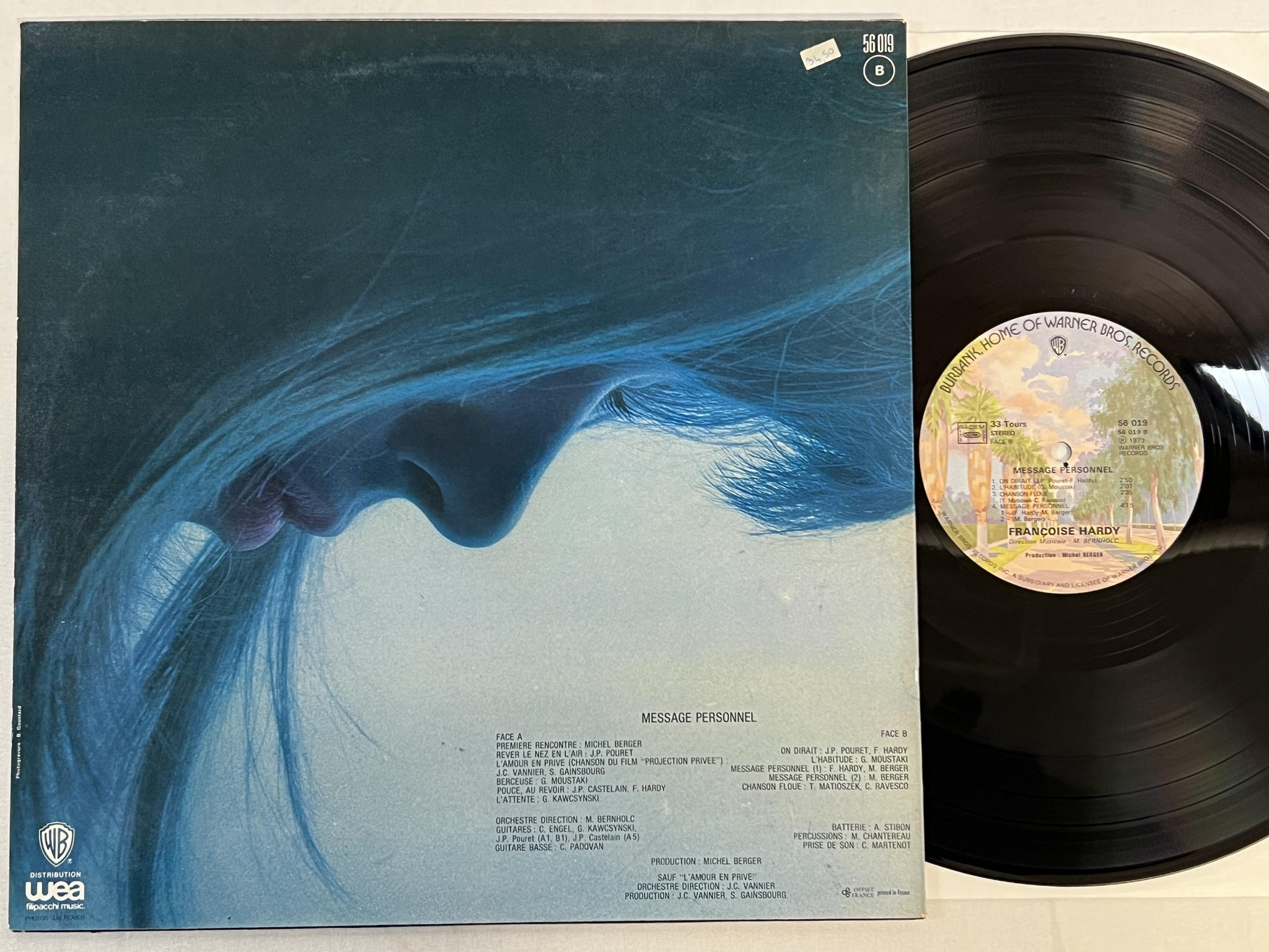 Omslagsbild för skivan FRANCOISE HARDY message personnel LP -73 Fra WARNER 56019