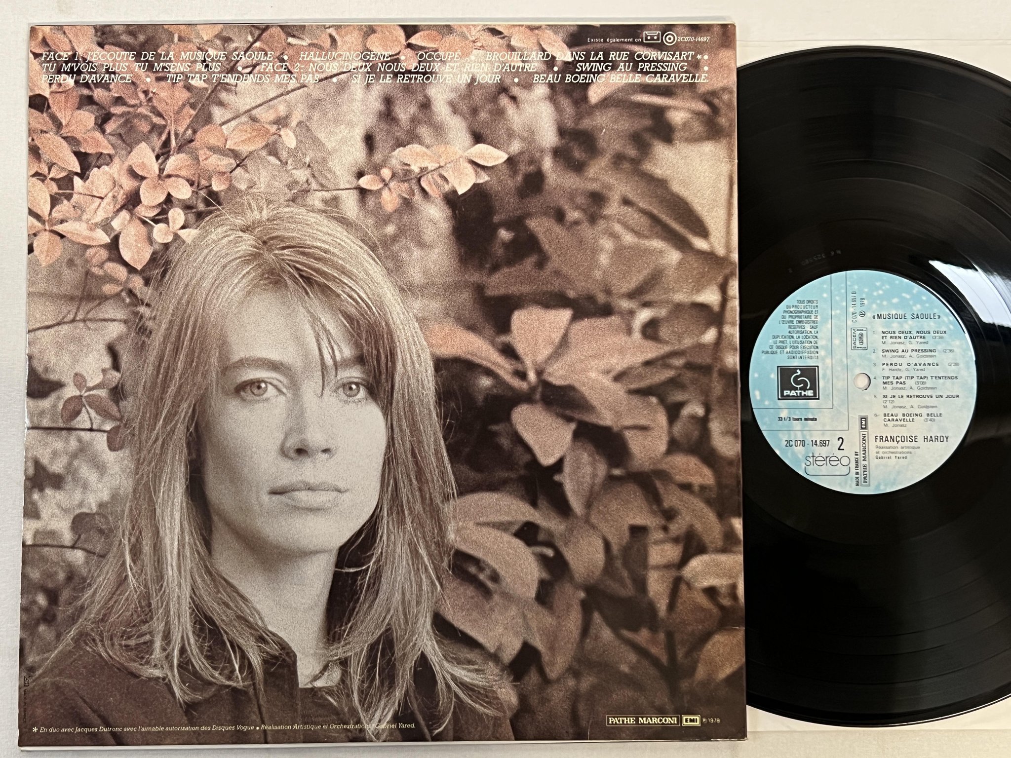 Omslagsbild för skivan FRANCOISE HARDY musique sadule LP -78 Fra PATHÉ 2C 070-14697