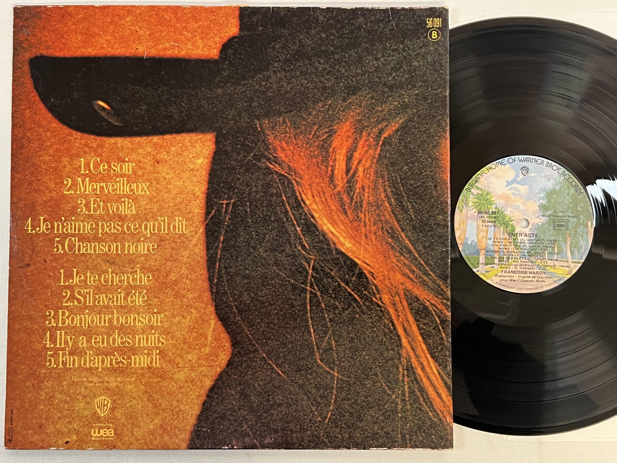 Omslagsbild för skivan FRANCOISE HARDY entr'acte LP -74 Fra WARNER 56091