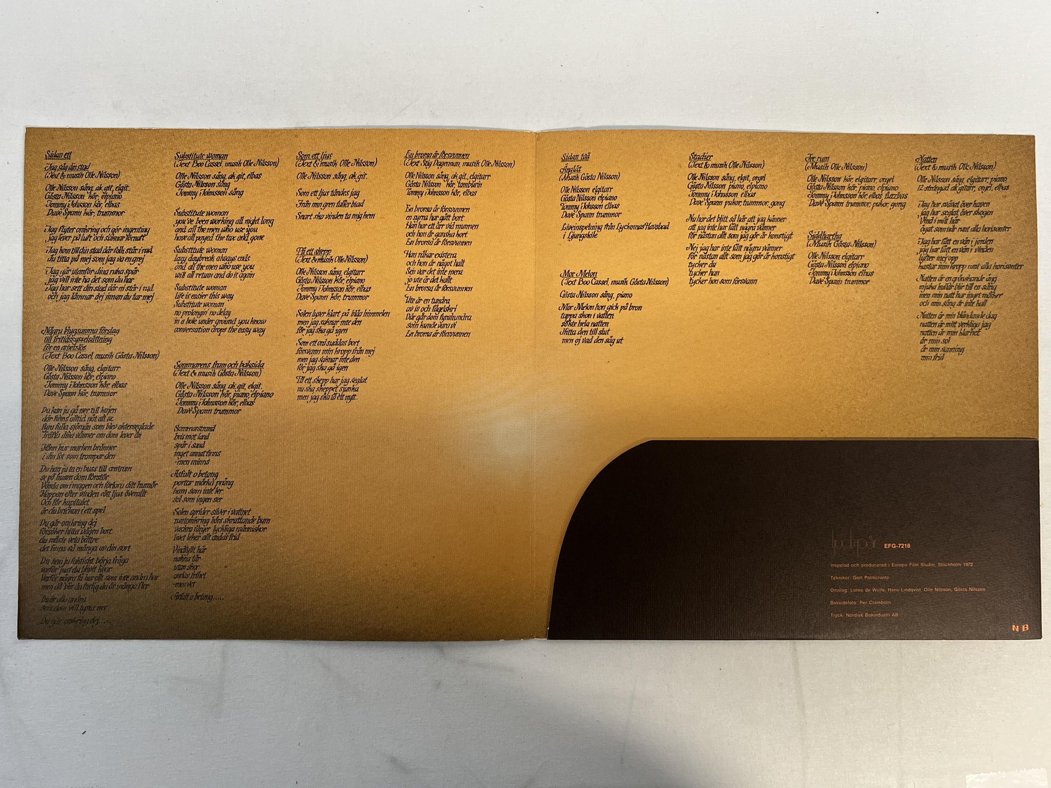 Omslagsbild för skivan VILDKAKTUS natten LP -72 Swe LJUDSPÅR EFG-7216 ** rare prog **