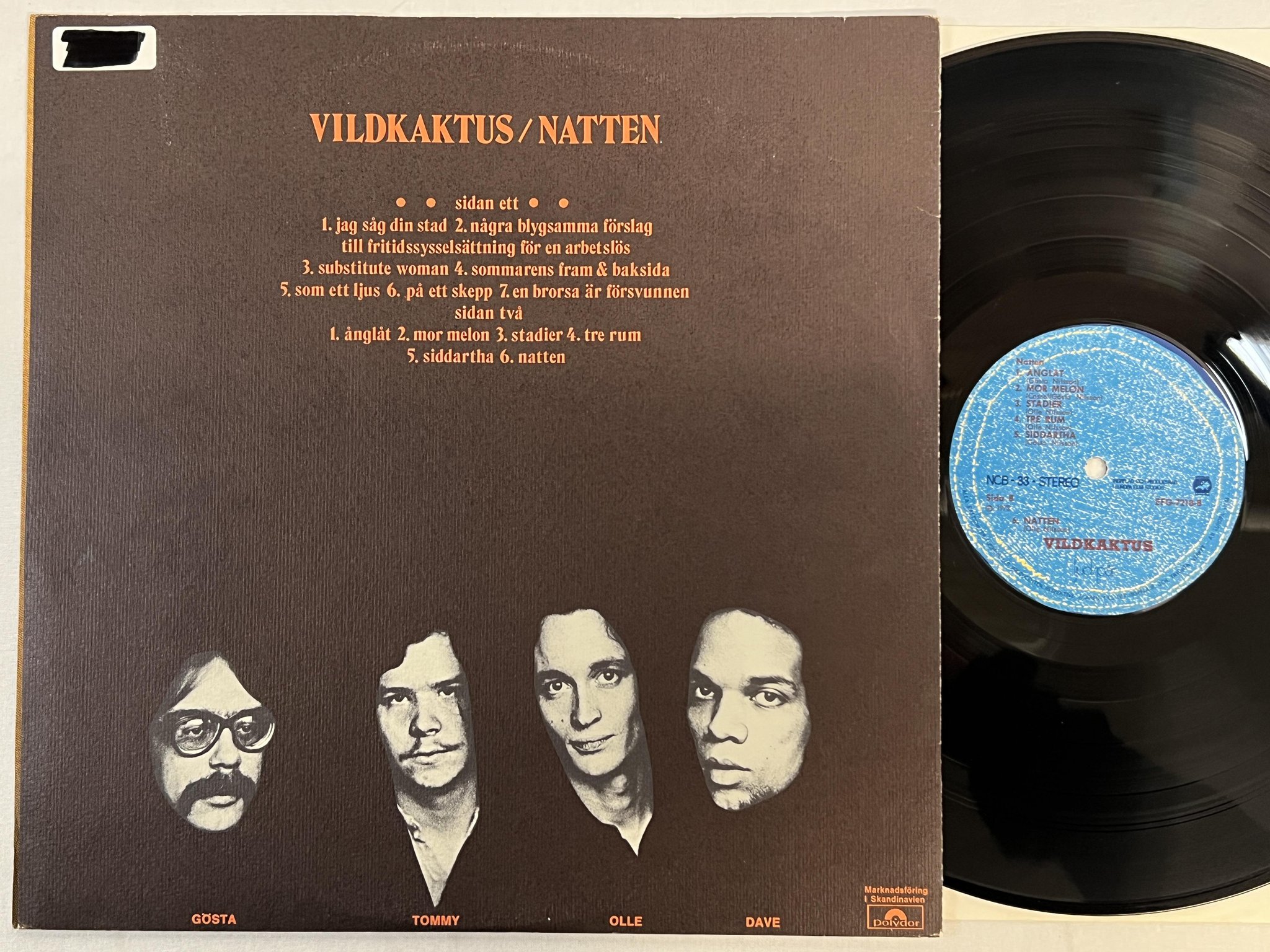 Omslagsbild för skivan VILDKAKTUS natten LP -72 Swe LJUDSPÅR EFG-7216 ** rare prog **