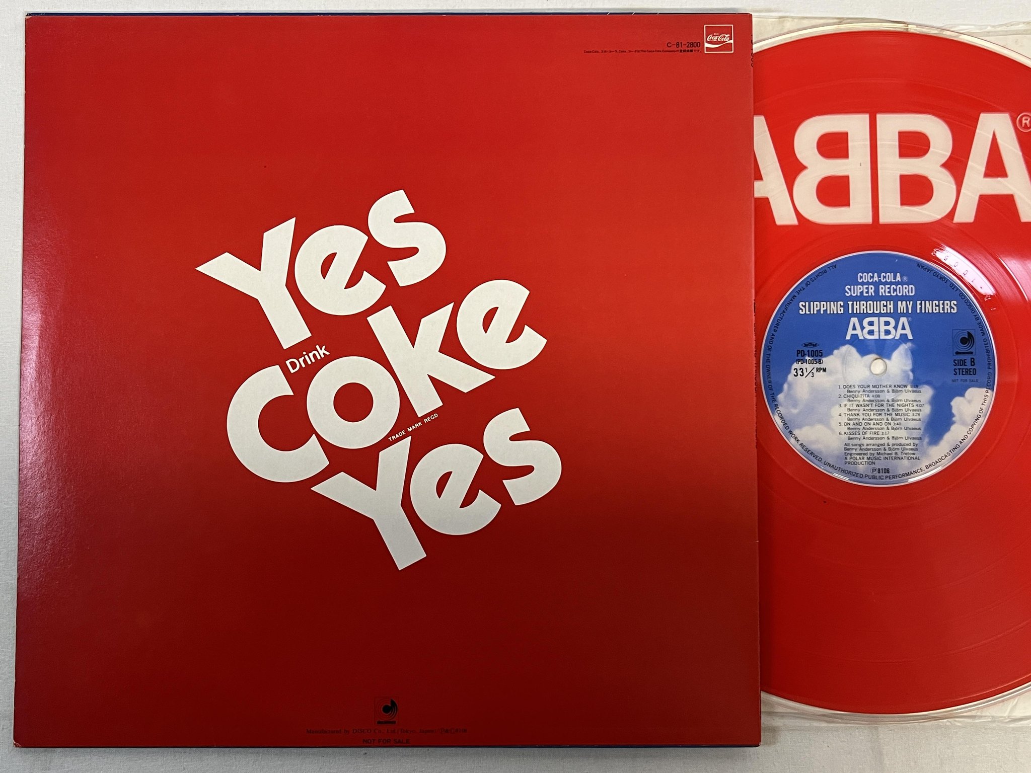 Omslagsbild för skivan ABBA slipping through my fingers LP -81 Japan DISCOMATE / COCA-COLA PD 1005