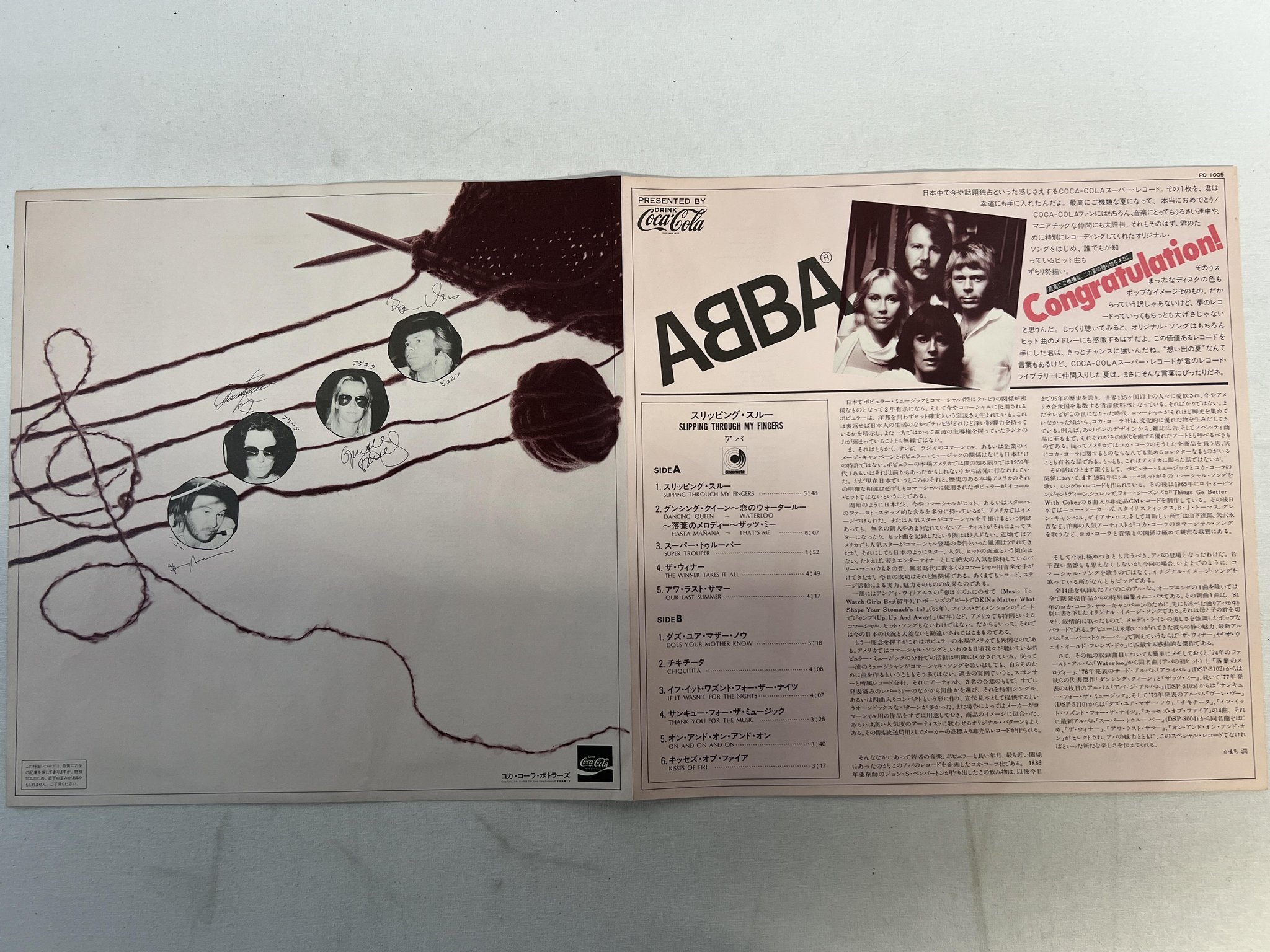 Omslagsbild för skivan ABBA slipping through my fingers LP -81 Japan DISCOMATE / COCA-COLA PD 1005
