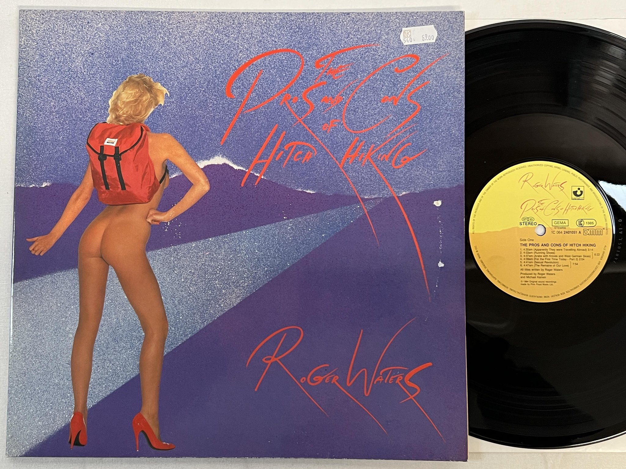 Omslagsbild för skivan ROGER WATERS the pros and cons of hitch hiking LP -84 Ger HARVEST