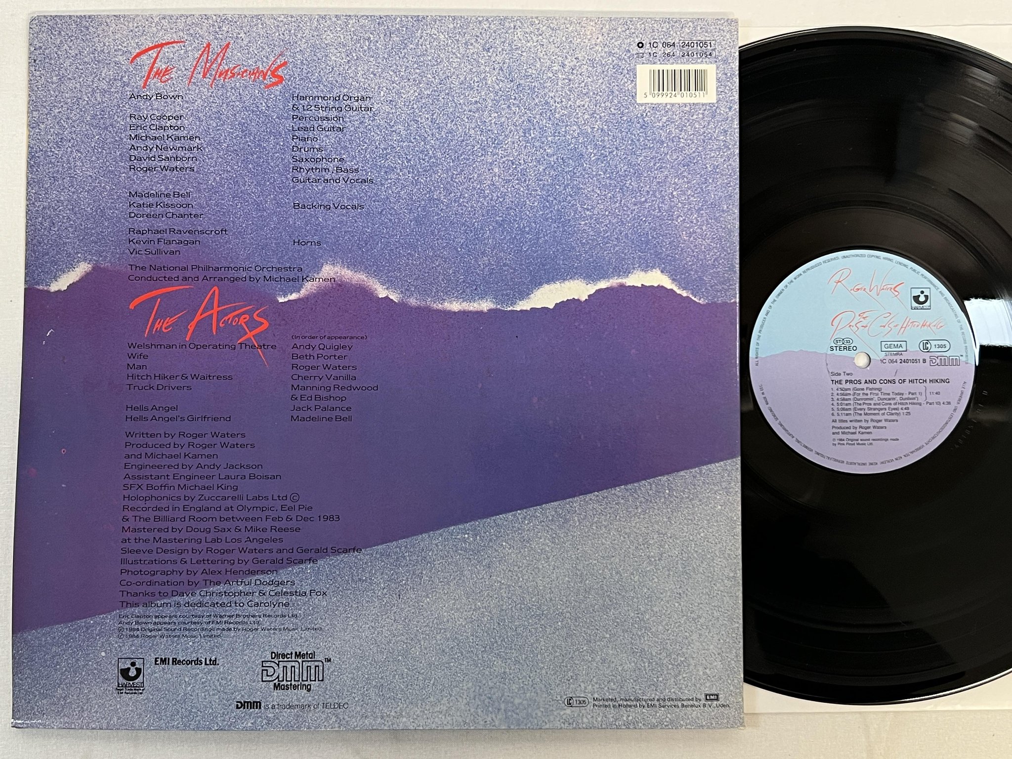 Omslagsbild för skivan ROGER WATERS the pros and cons of hitch hiking LP -84 Ger HARVEST