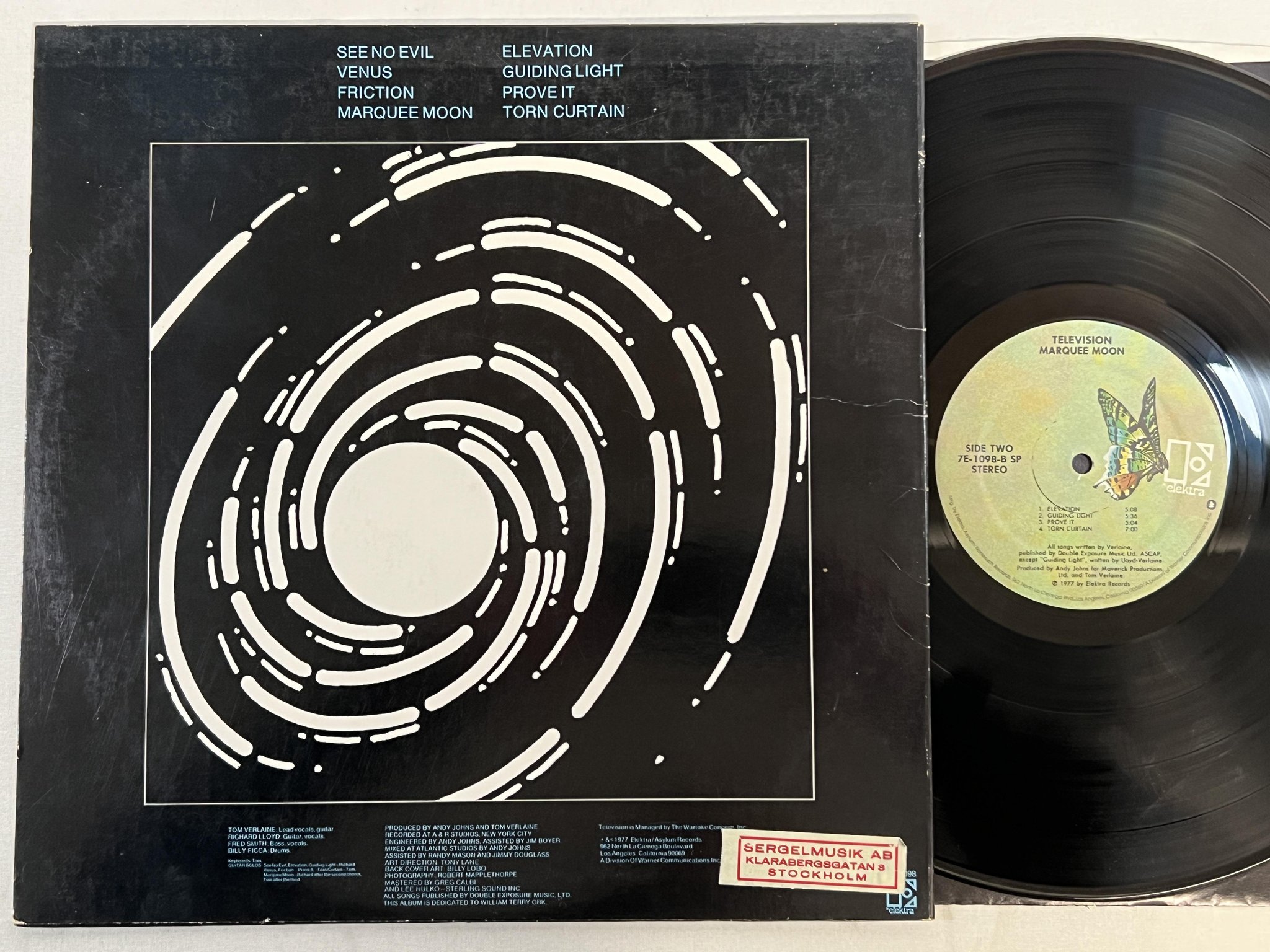 Omslagsbild för skivan TELEVISION marquee moon LP -77 US 7E-1098 ** rare new wave / punk rock **