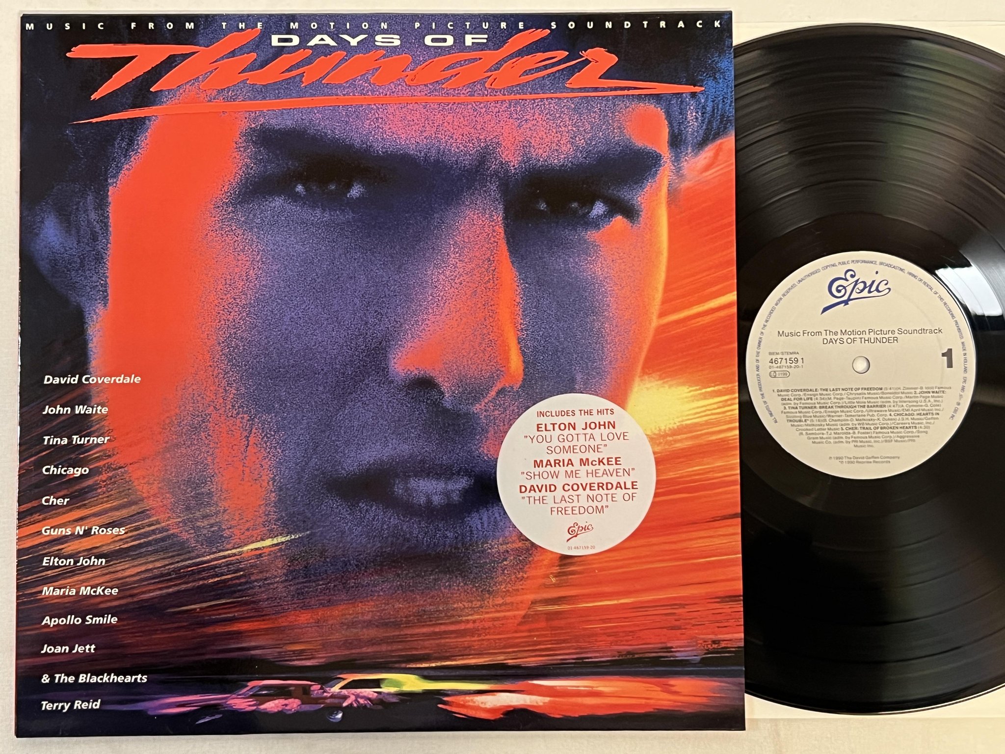 Omslagsbild för skivan V/A days of thunder LP -90 Hol EPIC 467159 1 soundtrack
