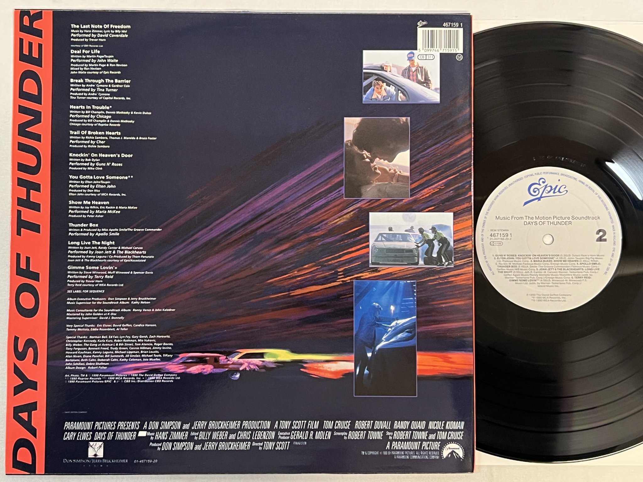 Omslagsbild för skivan V/A days of thunder LP -90 Hol EPIC 467159 1 soundtrack