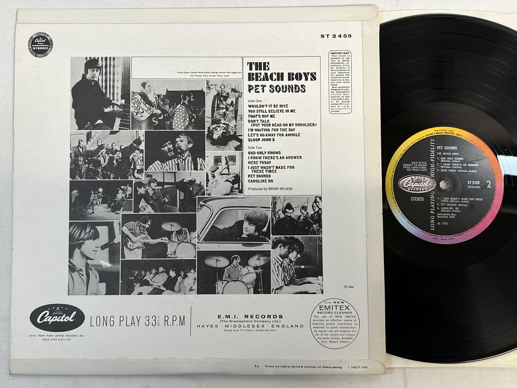 Omslagsbild för skivan THE BEACH BOYS pet sounds LP -66 UK CAPITOL ST 2458 ** classic **
