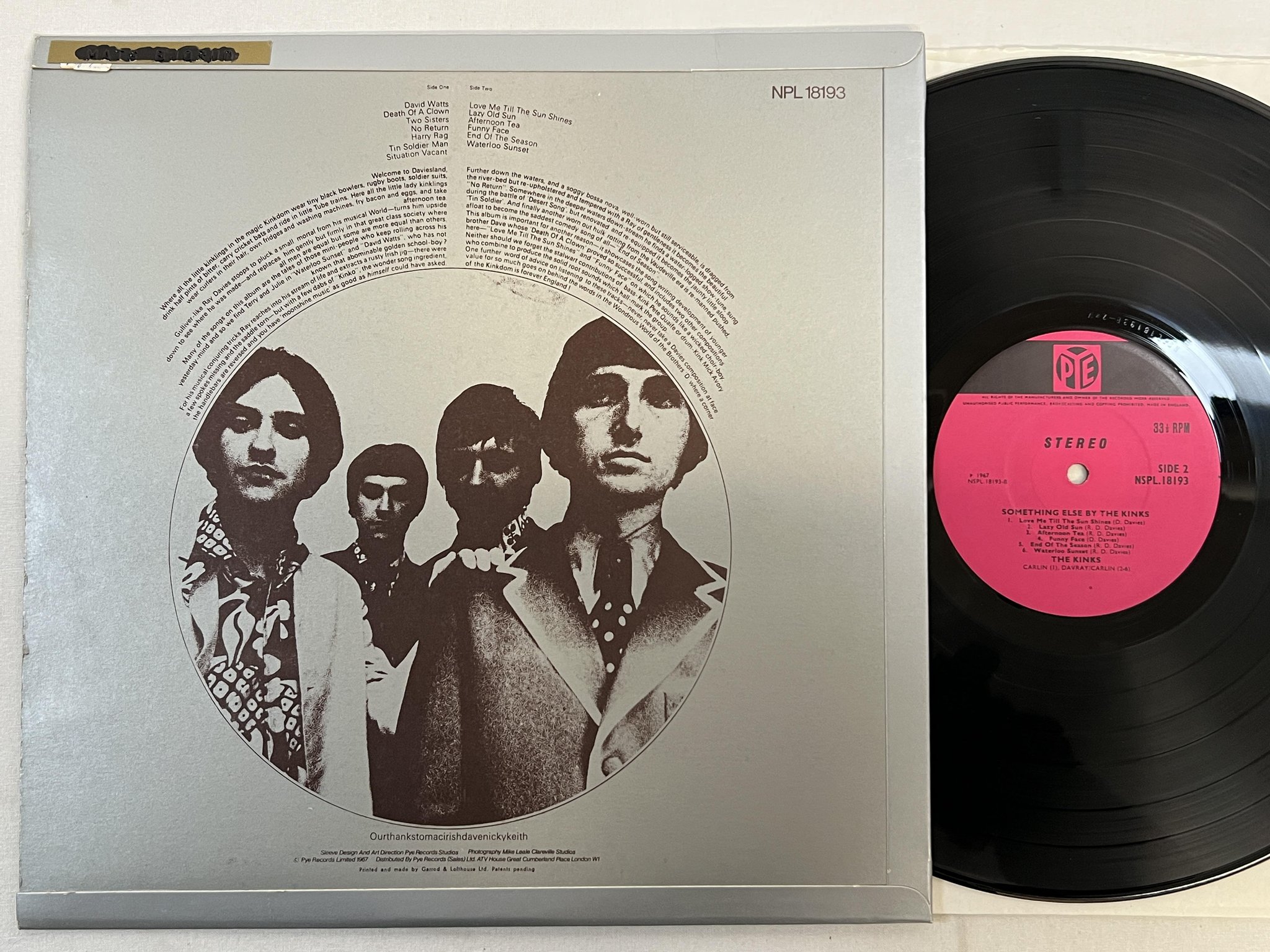 Omslagsbild för skivan THE KINKS something else by the LP -67 UK PYE NSPL 18193 ** RARE **