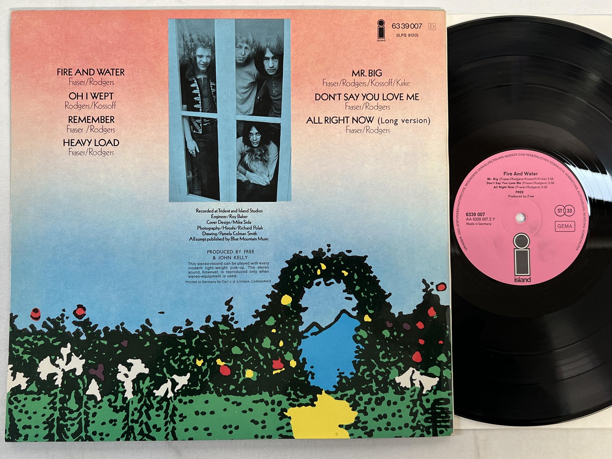 Omslagsbild för skivan FREE fire and water LP Ger ISLAND ILPS 6339 007