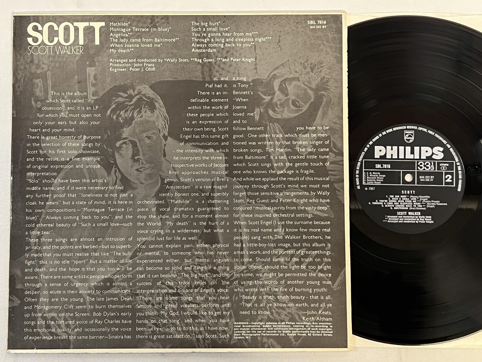 Omslagsbild för skivan SCOTT WALKER Scott LP -67 UK PHILIPS SBL 7816