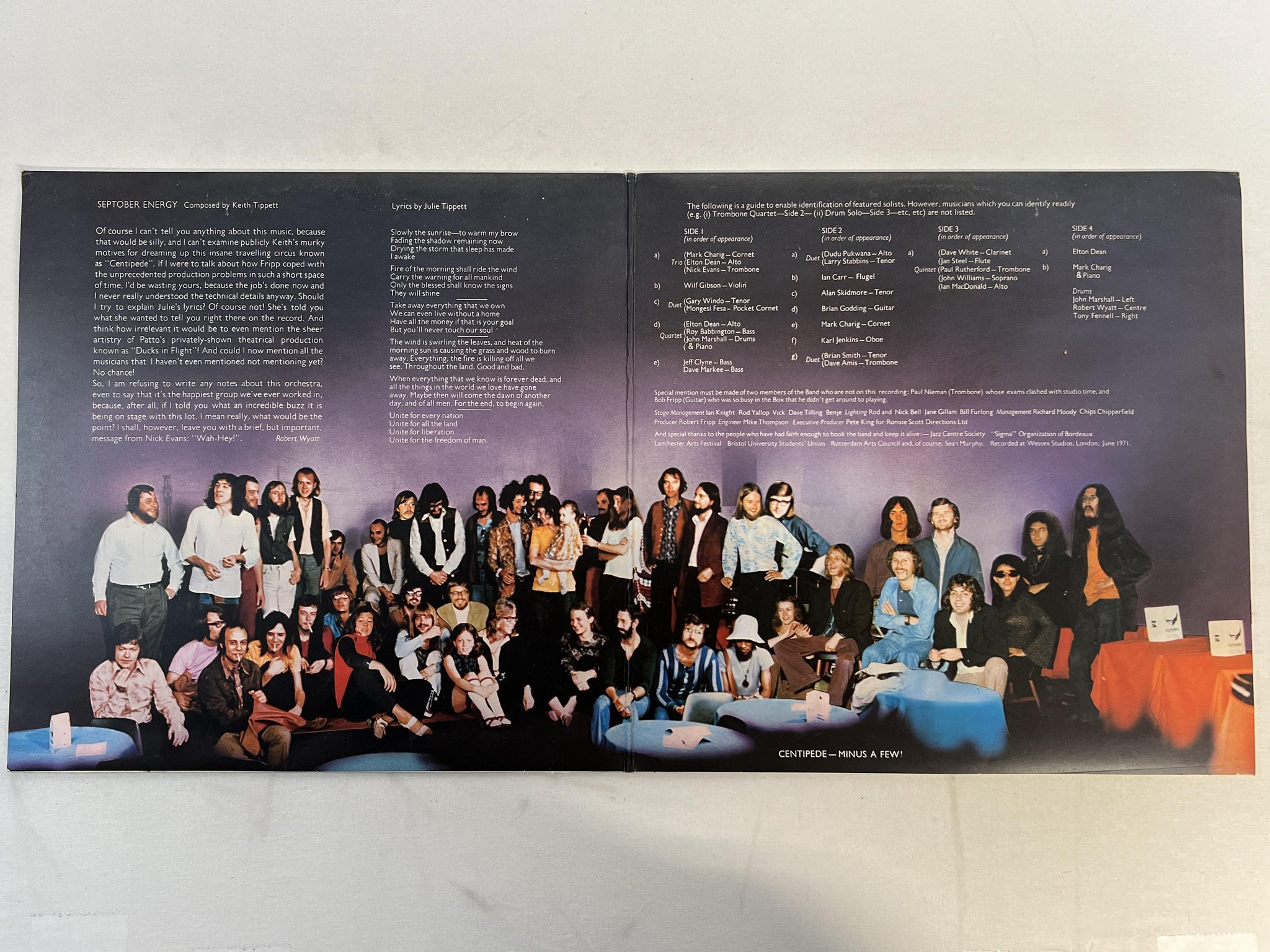 Omslagsbild för skivan CENTIPEDE Septober Energy 2xLP -71 UK RCA NEON NE 9 prog jazz