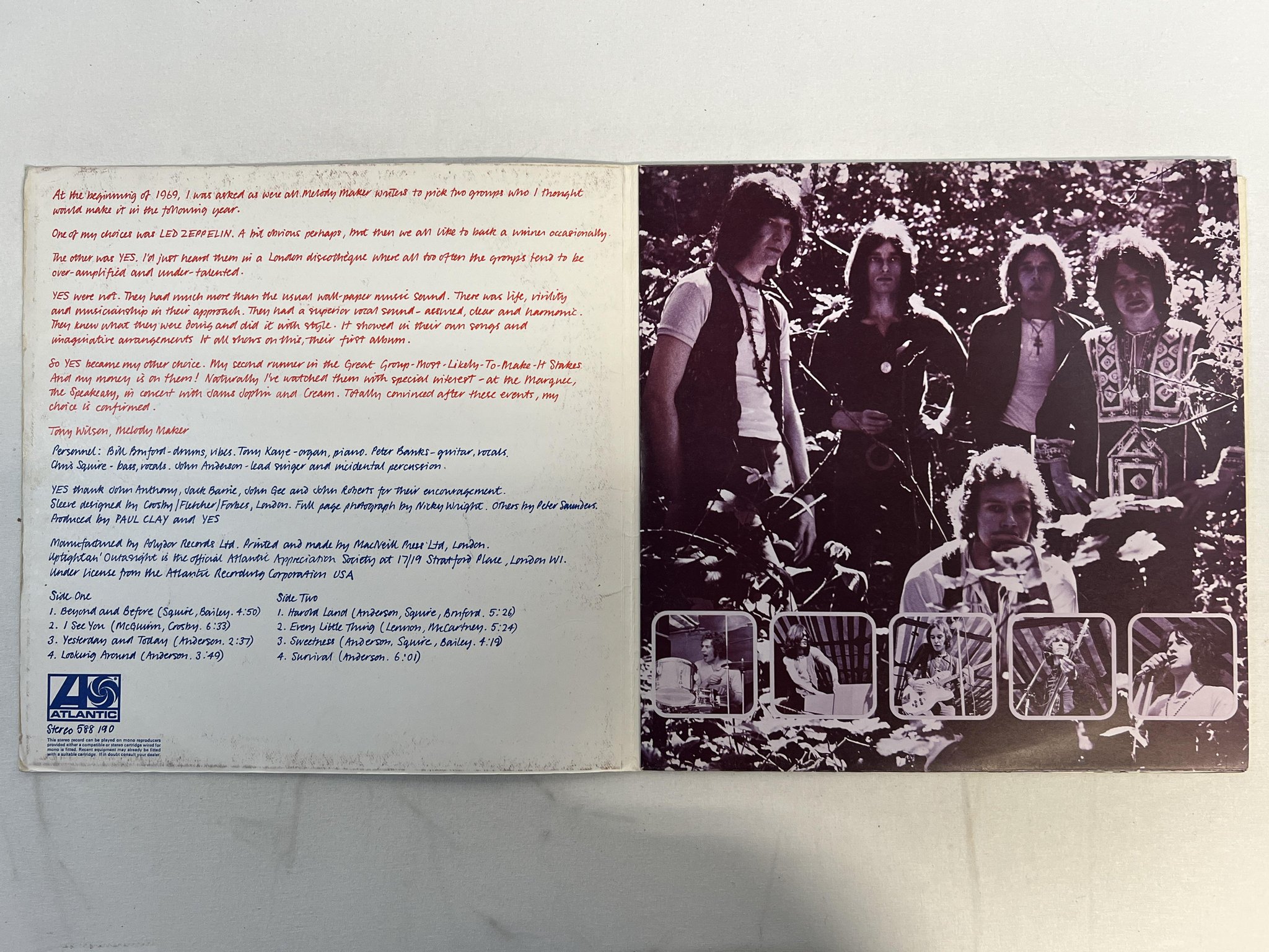 Omslagsbild för skivan YES s/t LP -69 UK ATLANTIC 588190 ** debut album **