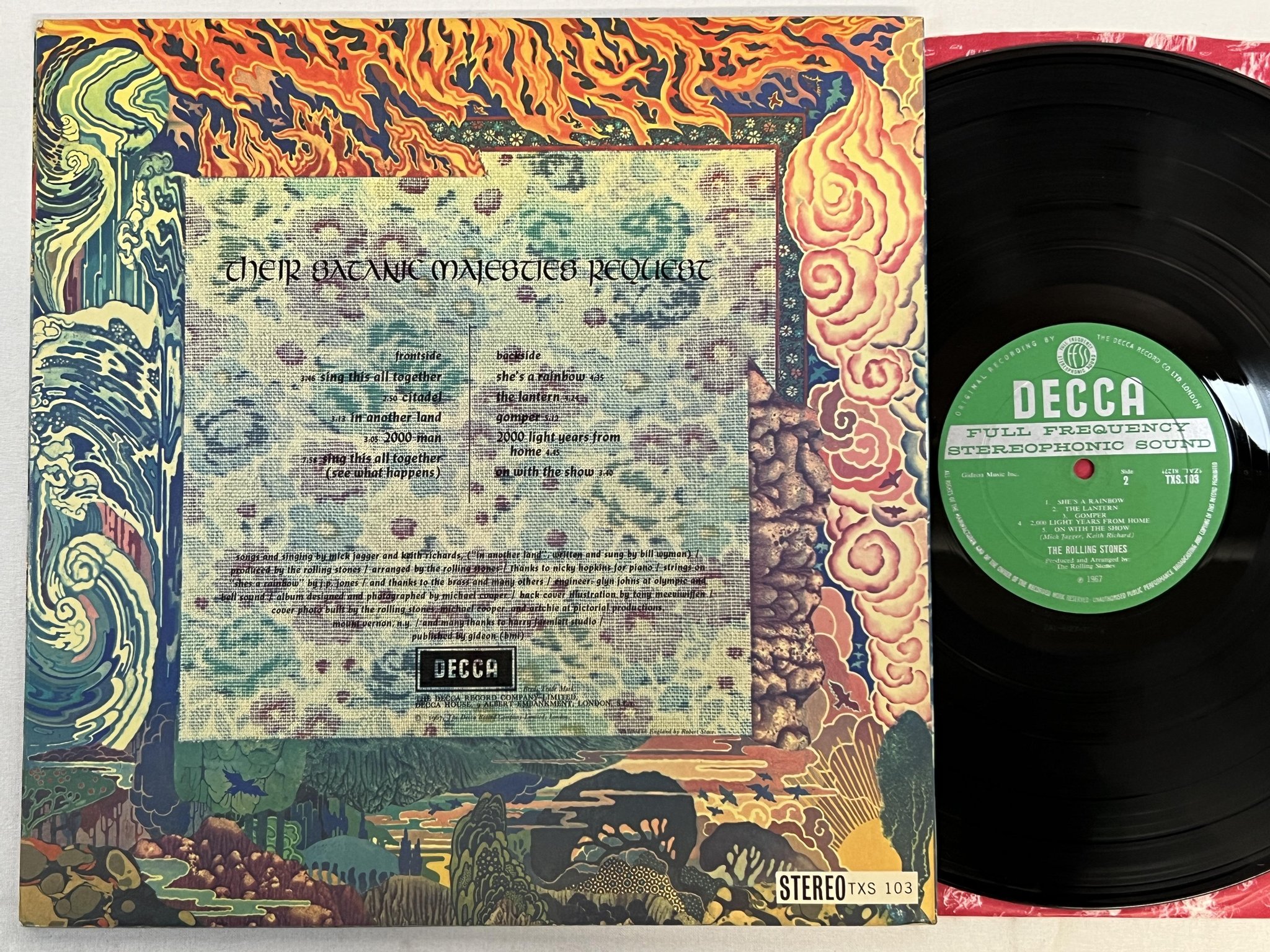 Omslagsbild för skivan THE ROLLING STONES Their Satanic Majesties Request LP -67 UK DECCA TXS 103