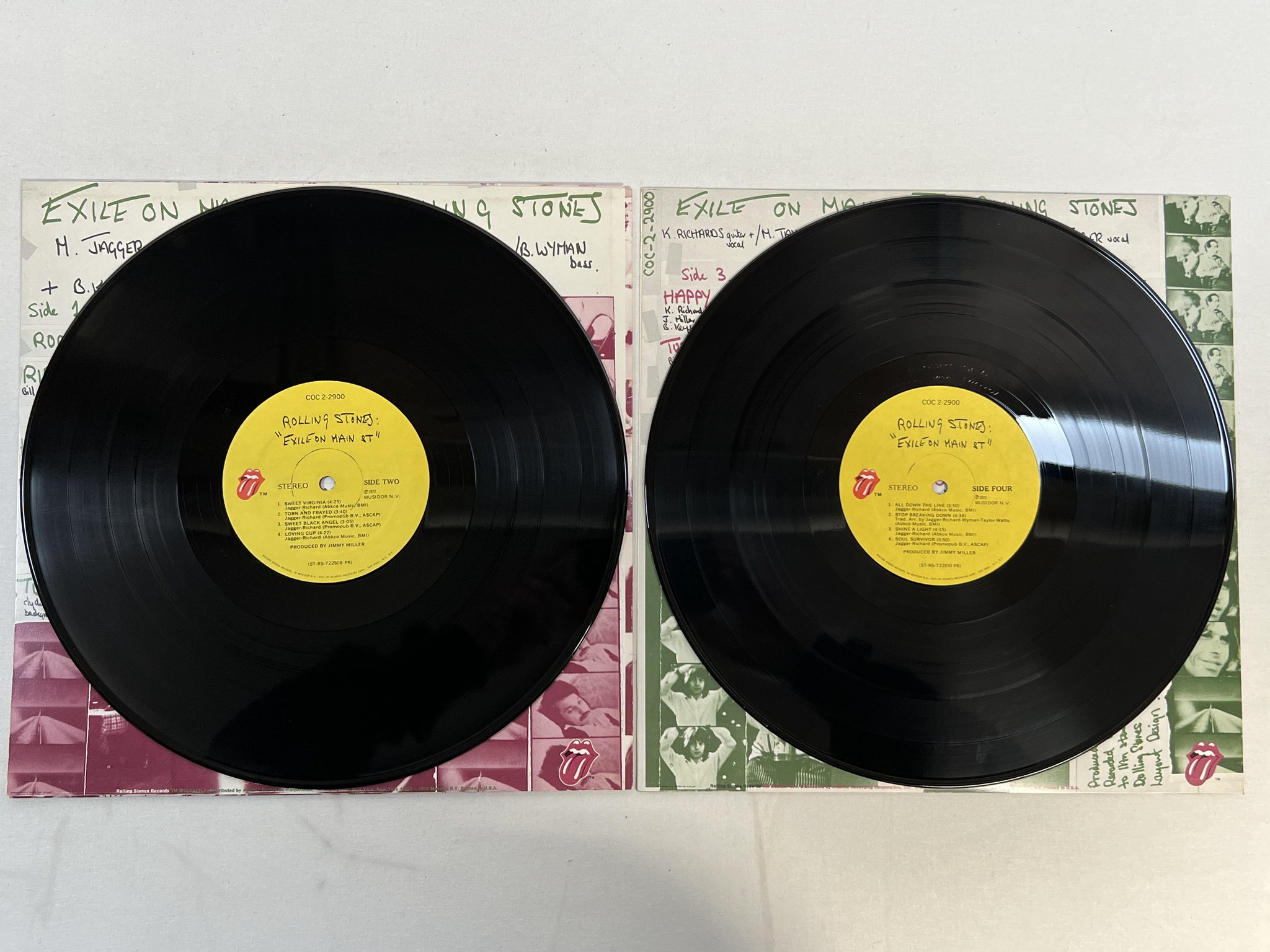 Omslagsbild för skivan THE ROLLING STONES Exile On Main St 2xLP -72 US PR COC 2-2900 w/ 12 postcards