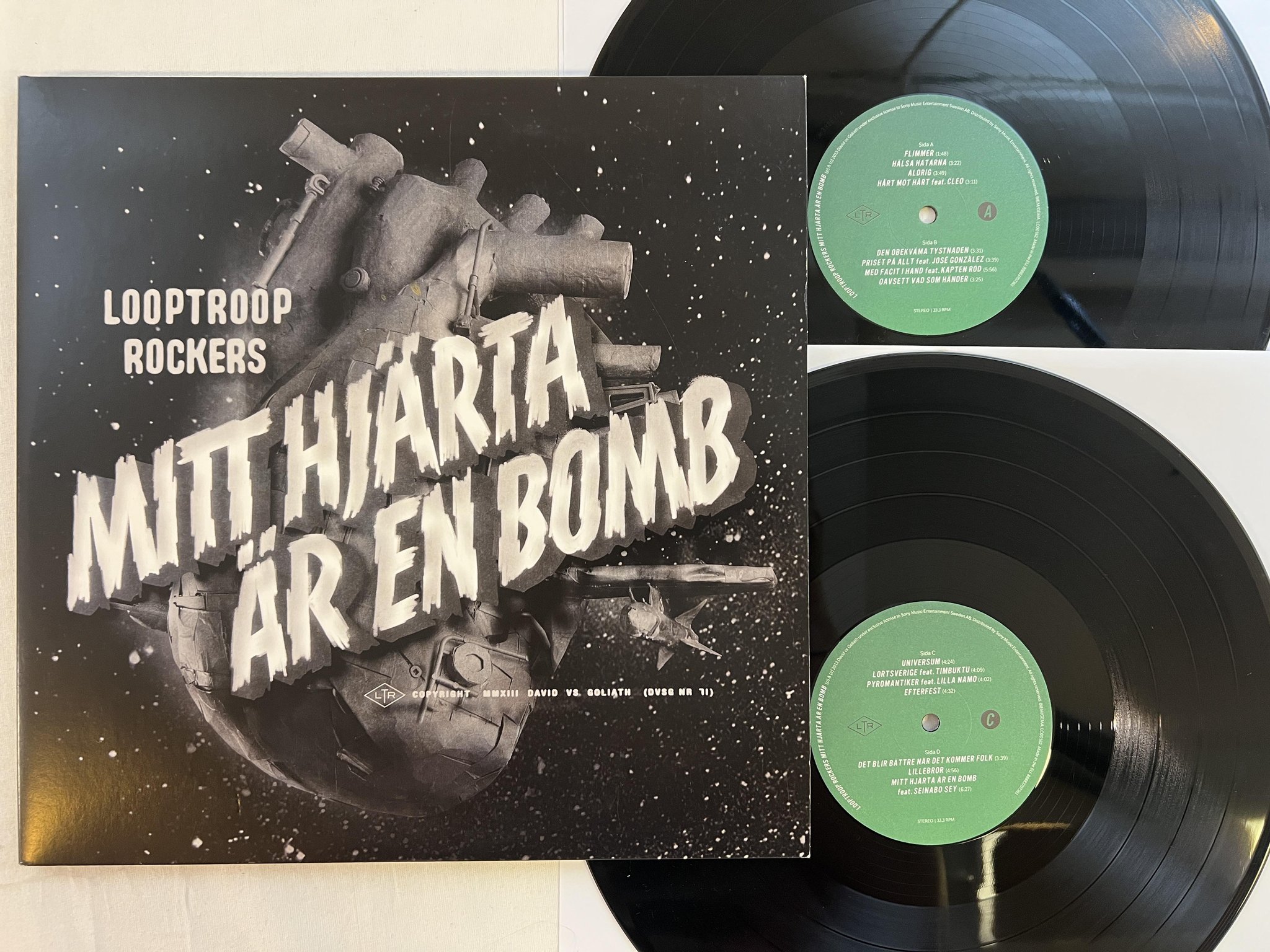 Omslagsbild för skivan LOOPTROOP ROCKERS Mitt Hjärta Är En Bomb 2xLP 2013 DAVID vs GOLIATH DVSG71