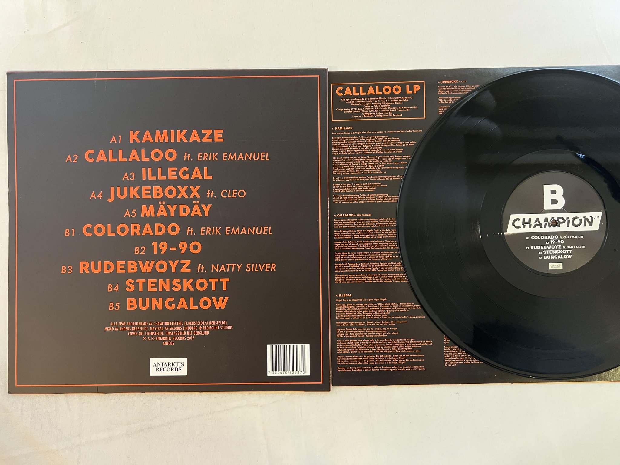 Omslagsbild för skivan CHAMPION JR callaloo LP 2017 Swe ANTARKTIS ANT006