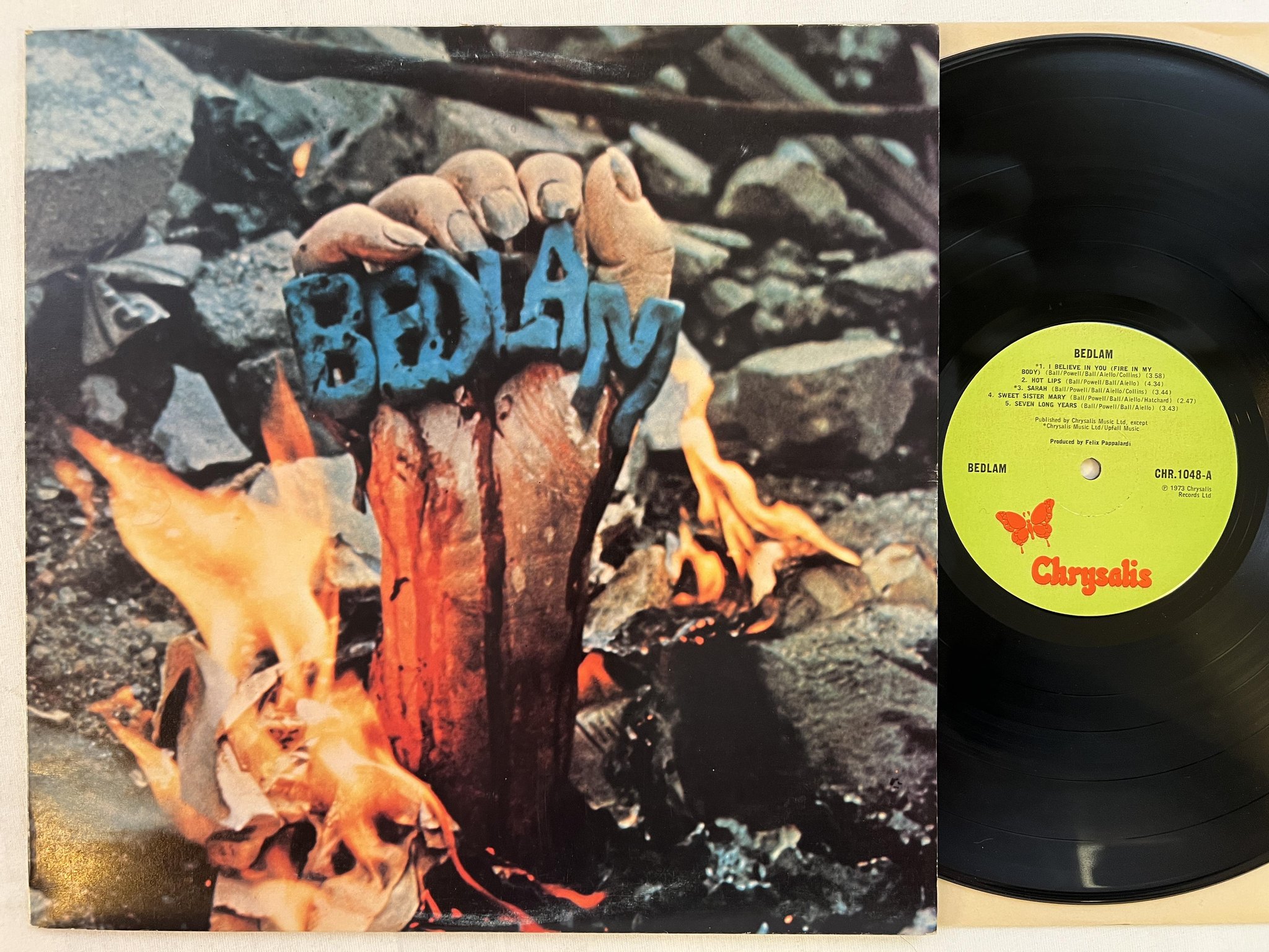 Omslagsbild för skivan BEDLAM s/t LP -73 UK CHRYSALIS CHR 1048