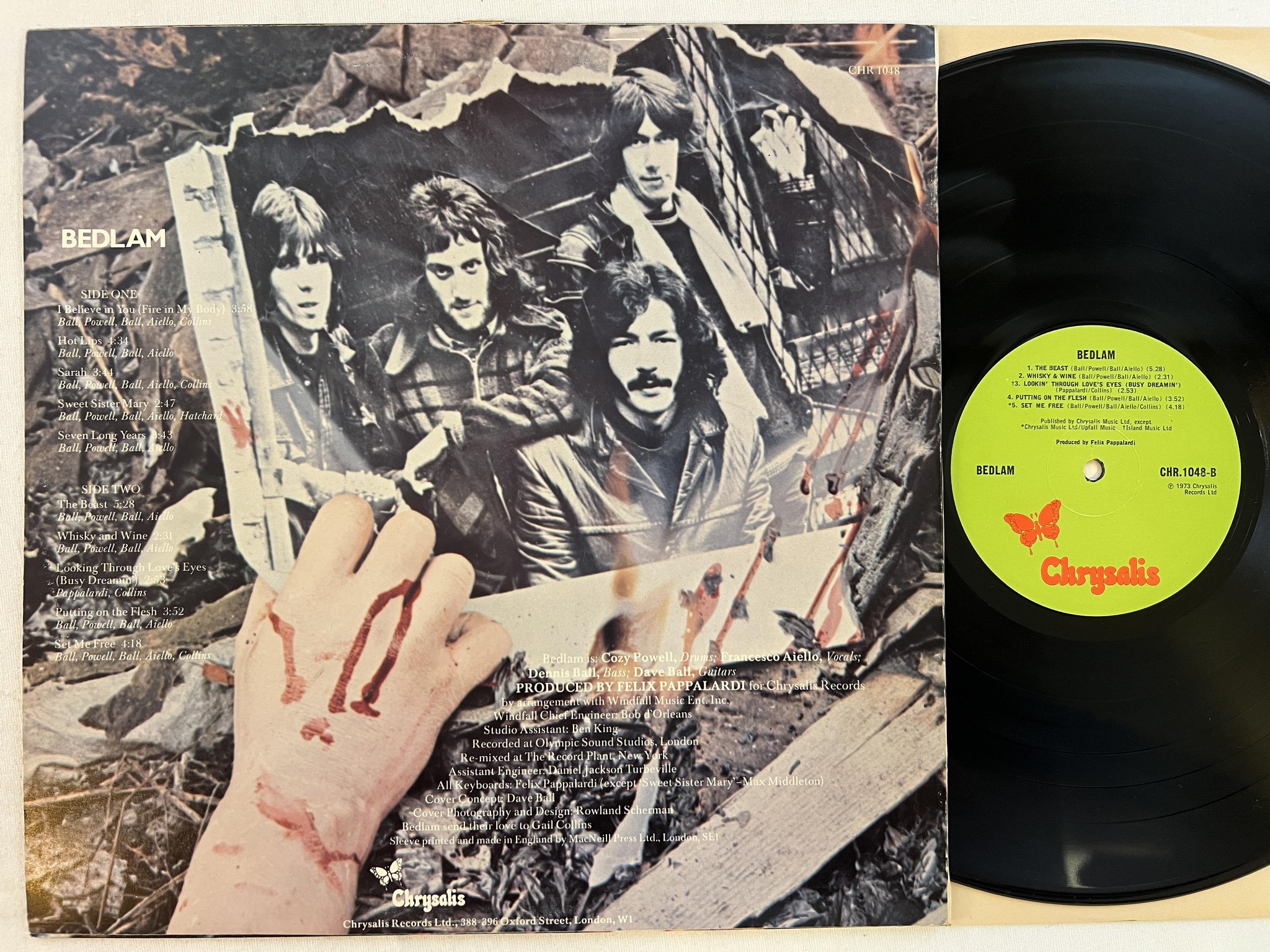 Omslagsbild för skivan BEDLAM s/t LP -73 UK CHRYSALIS CHR 1048