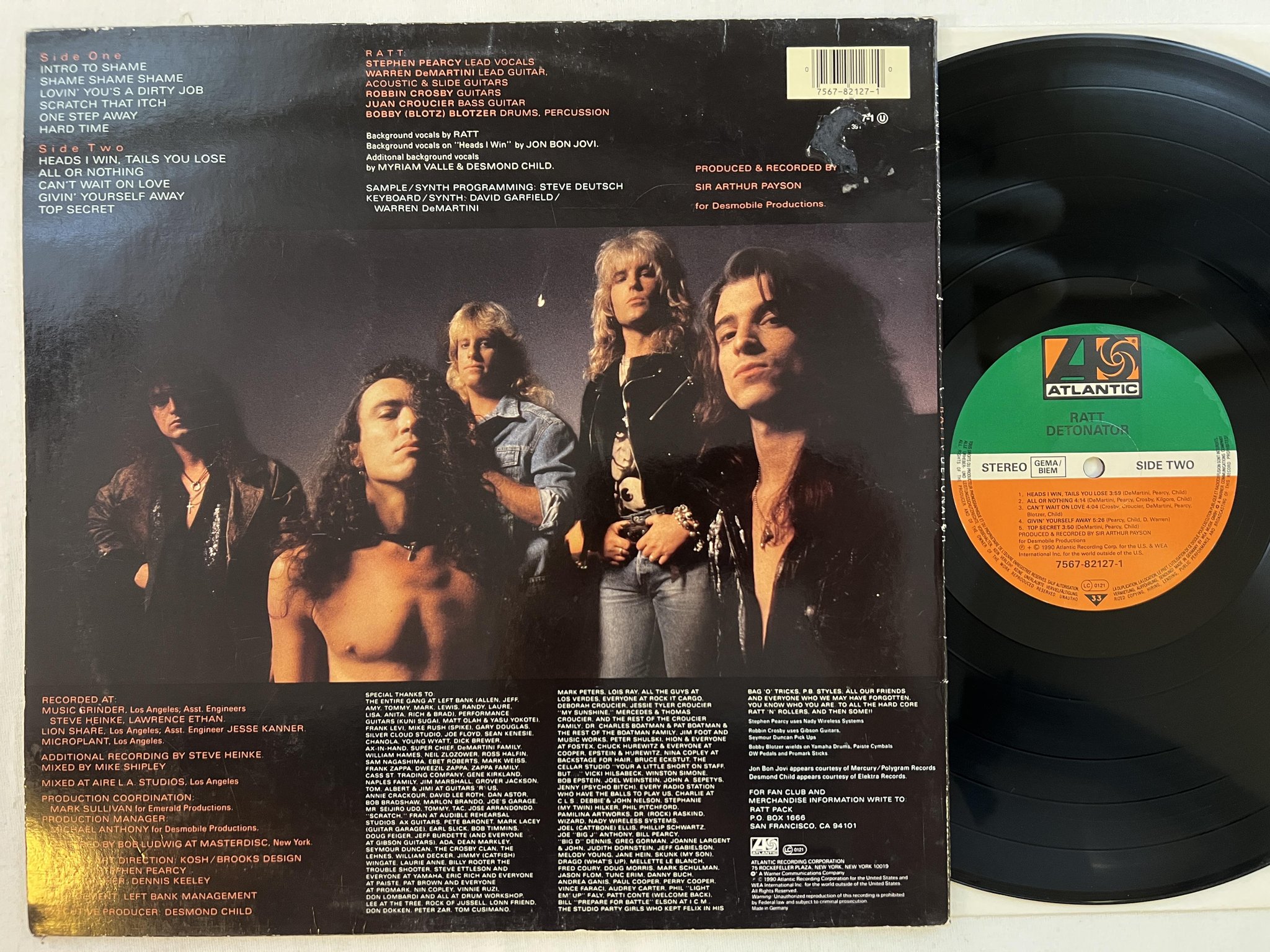 Omslagsbild för skivan RATT detonator LP -90 Ger ATLANTIC 7567-82127-1 ** RARE **