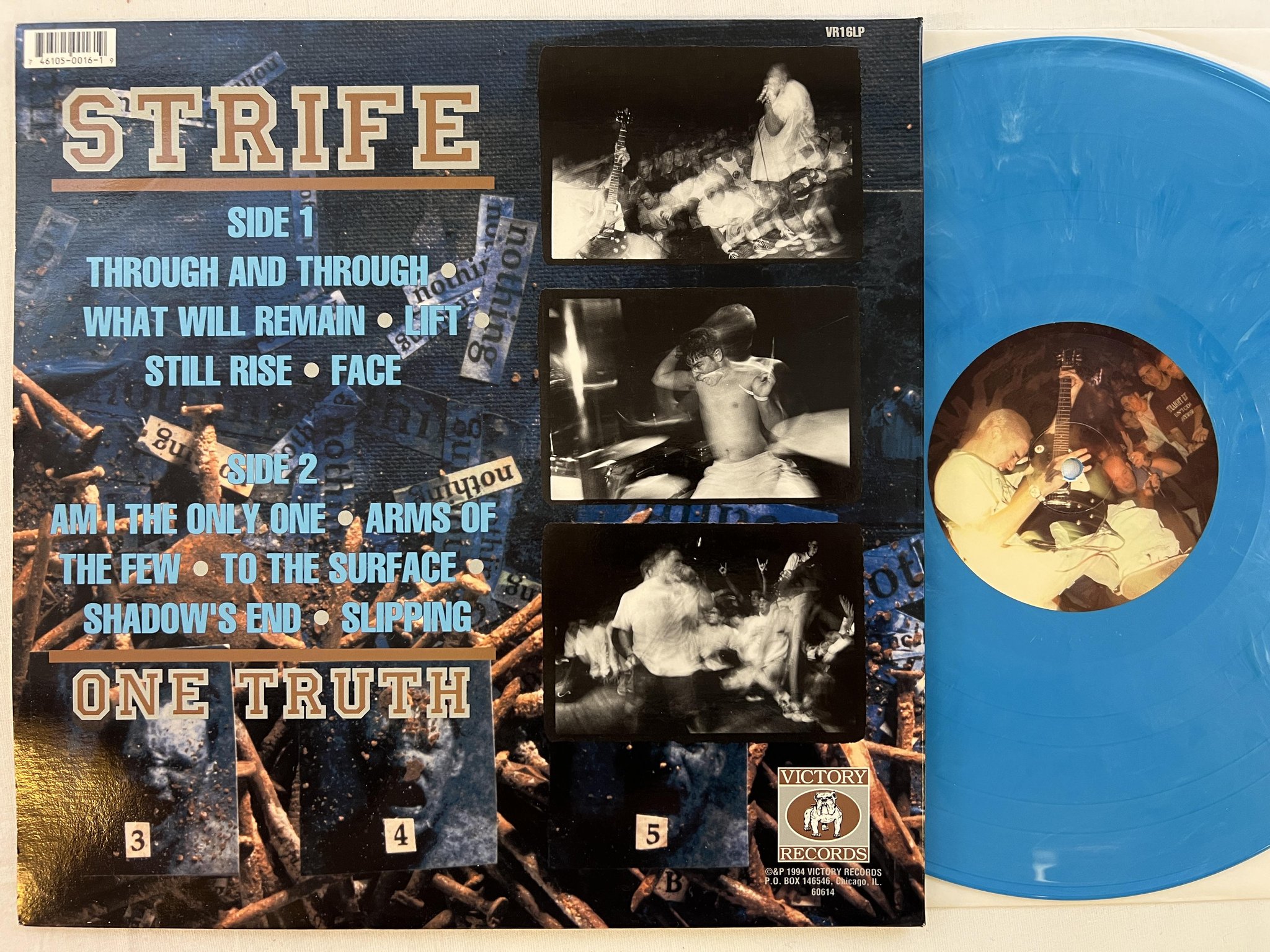 Omslagsbild för skivan STRIFE one truth LP -94 US VICTORY VR16LP ** RARE BLUE VINYL **