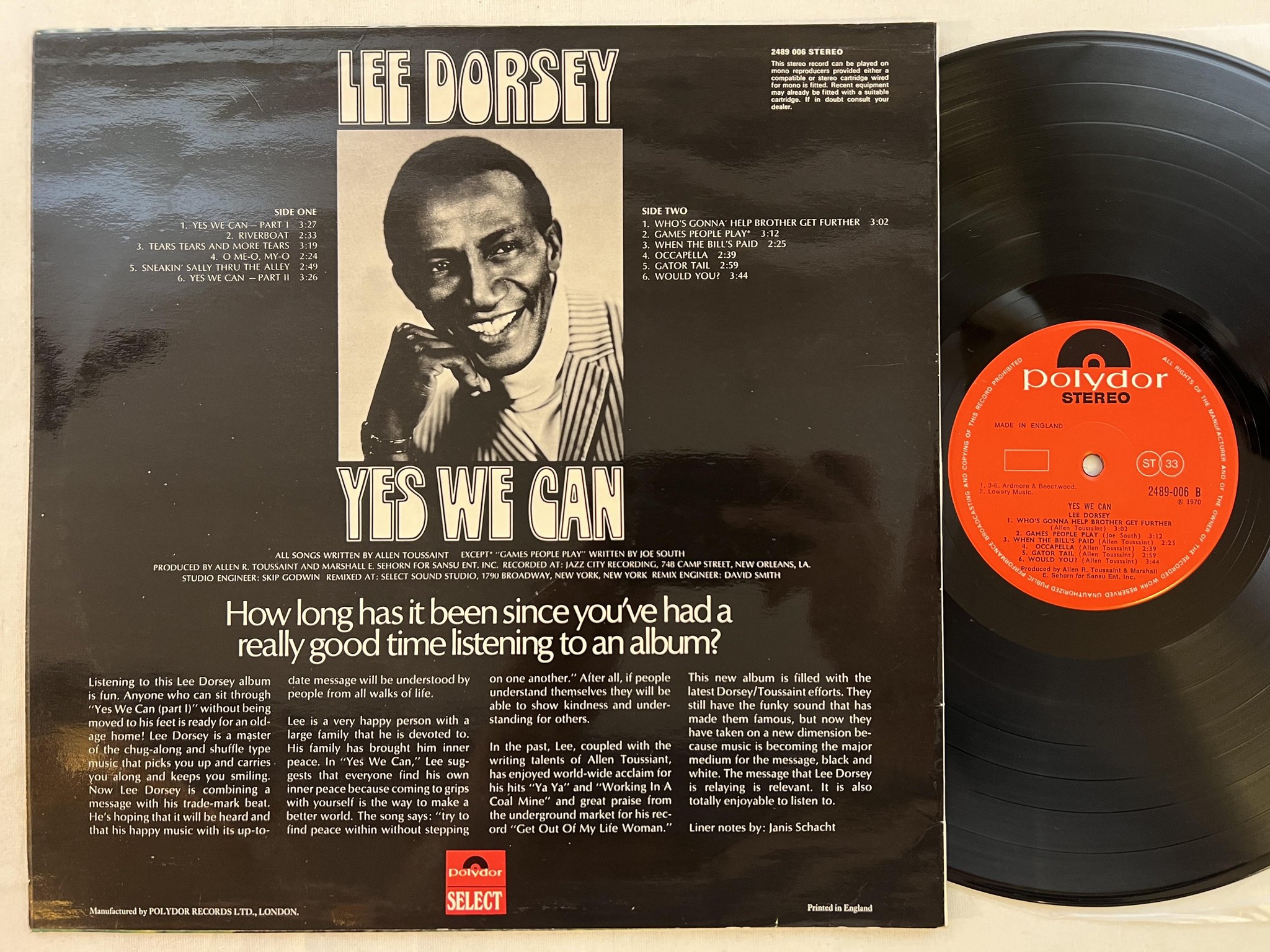 Omslagsbild för skivan LEE DORSEY yes we can LP -70 UK POLYDOR 2489006 ** CLASSIC SOUL **