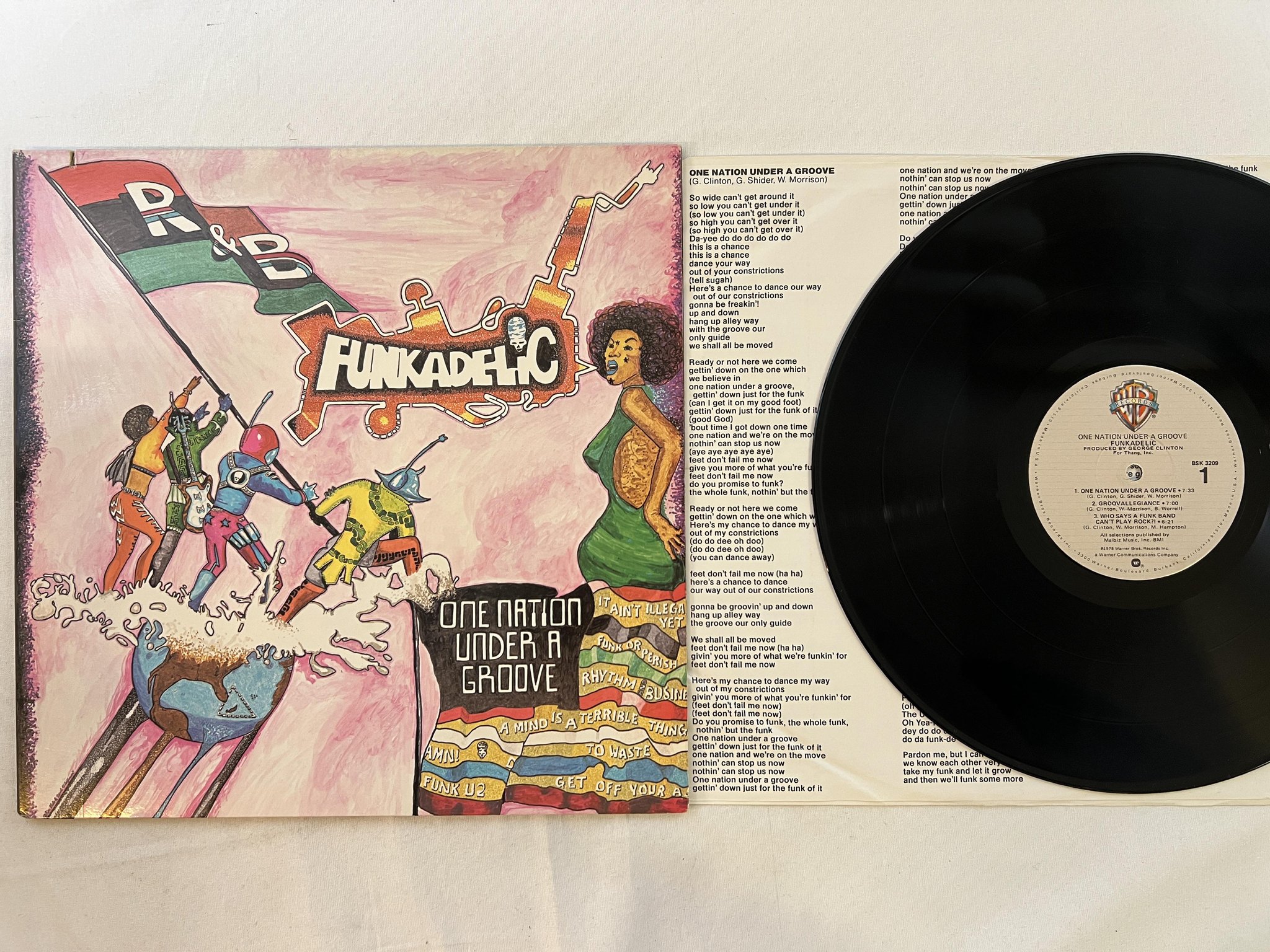 Omslagsbild för skivan FUNKADELIC One Nation Under A Groove LP + 45 US -78 WARNER BROS BSK 3209