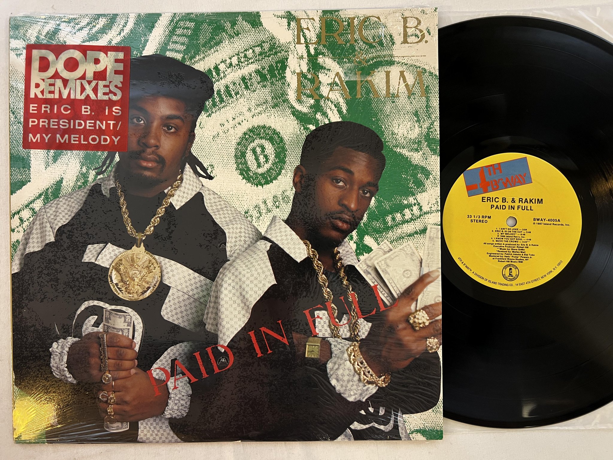 Omslagsbild för skivan ERIC B & RAKIM paid in full LP -87 US 4TH B'WAY SWAY 4005 ** CLASSIC **