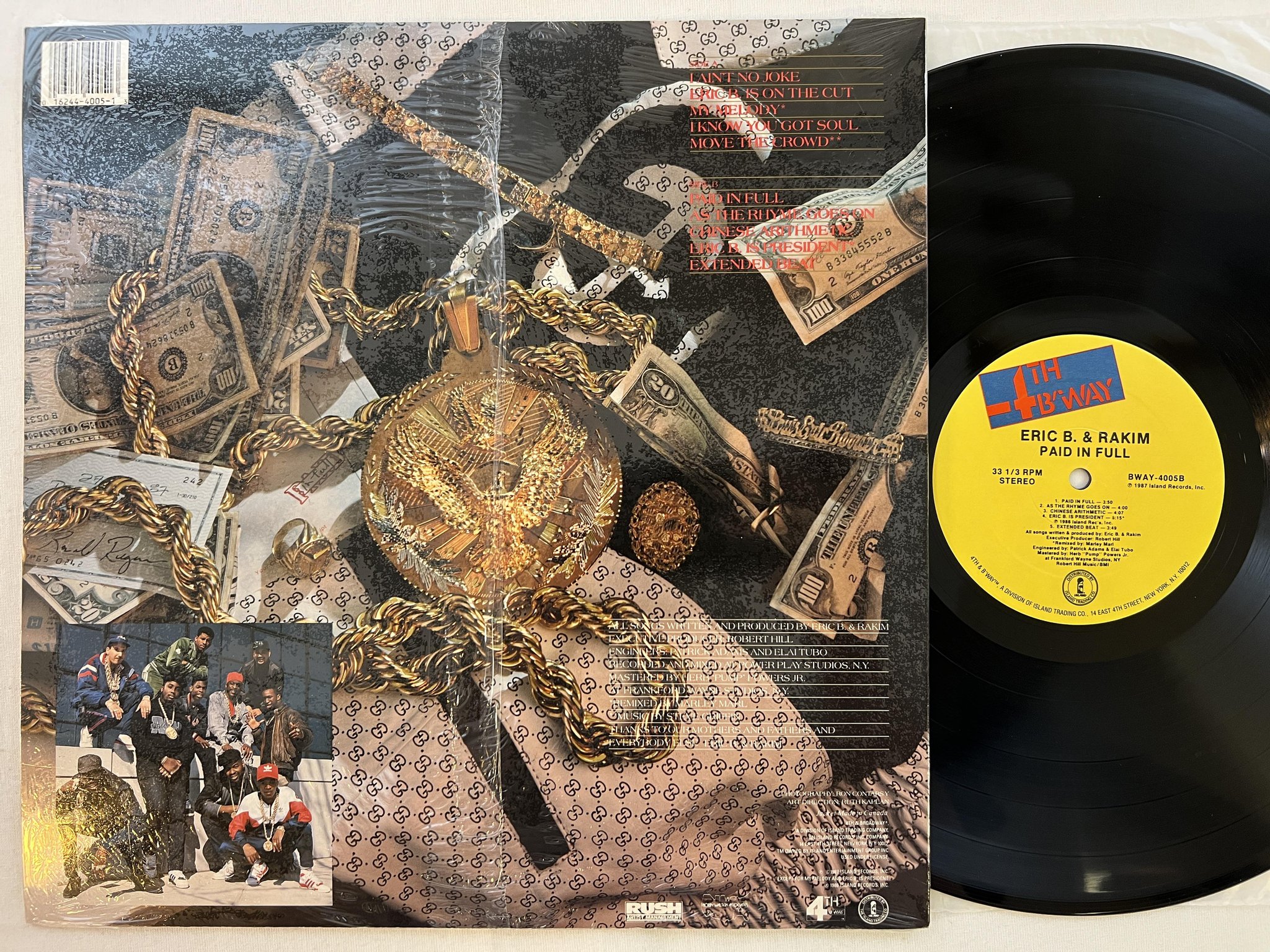 Omslagsbild för skivan ERIC B & RAKIM paid in full LP -87 US 4TH B'WAY SWAY 4005 ** CLASSIC **